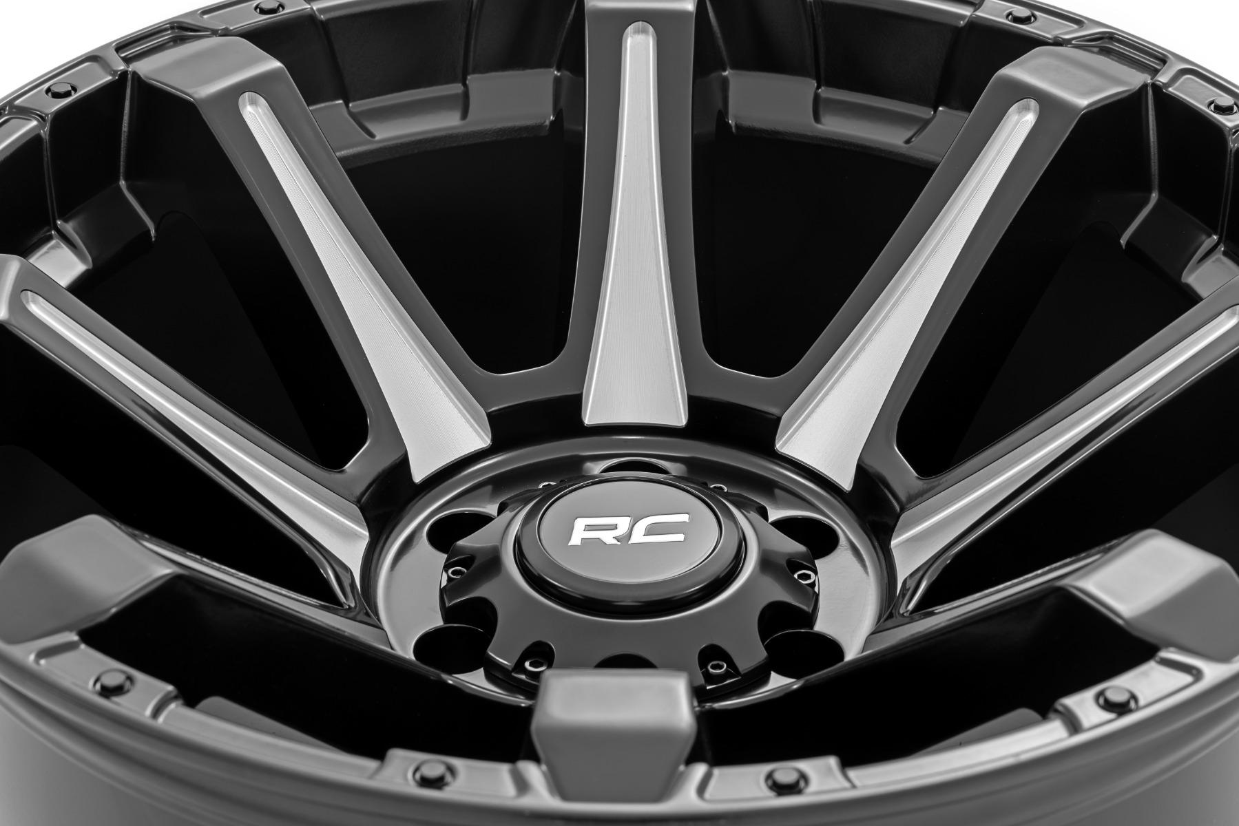 Rough Country 81 Series Wheel One-Piece Semi Gloss Black w/machined spokes 20x9 5x150 +18m (2007-2013 Tundra) - 81201805M