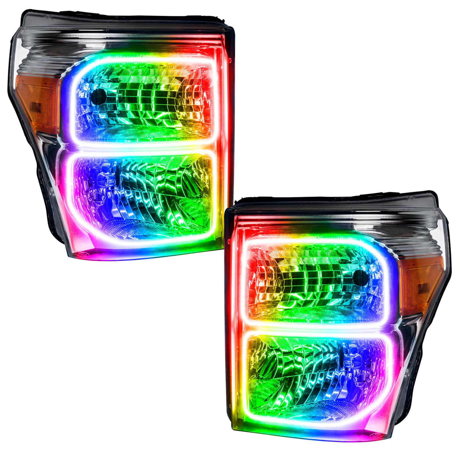 Oracle Lighting Led Pre-Assembled Headlights, Chrome Bezel, Colorshift (2011-2016 F-250 Super Duty, F-350, F-350 Super Duty) - 8158-330