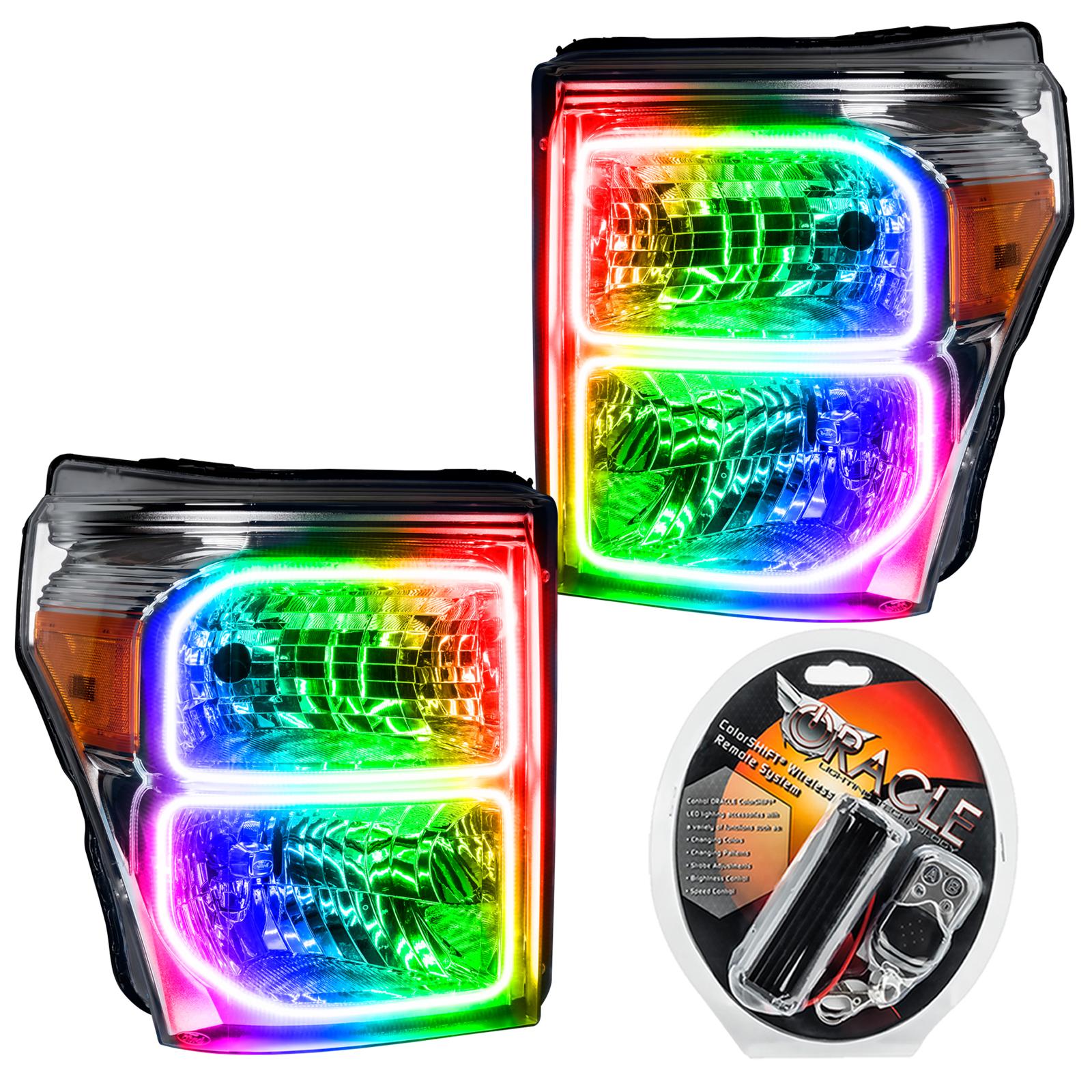 Oracle Lighting Led Pre-Assembled Headlights, Chrome Bezel, Colorshift (2011-2016 F-250 Super Duty, F-350, F-350 Super Duty) - 8158-330