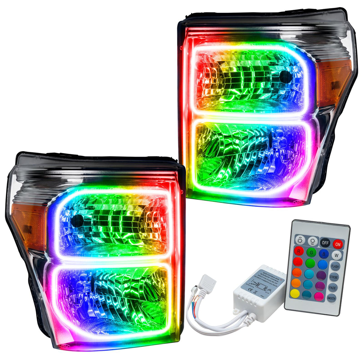 Oracle Lighting LED Pre-Assembled Headlights, Chrome Bezel, ColorSHIFT - Simple (2011-2016 F-250 Super Duty, F-350, F-350 Super Duty) - 8158-504