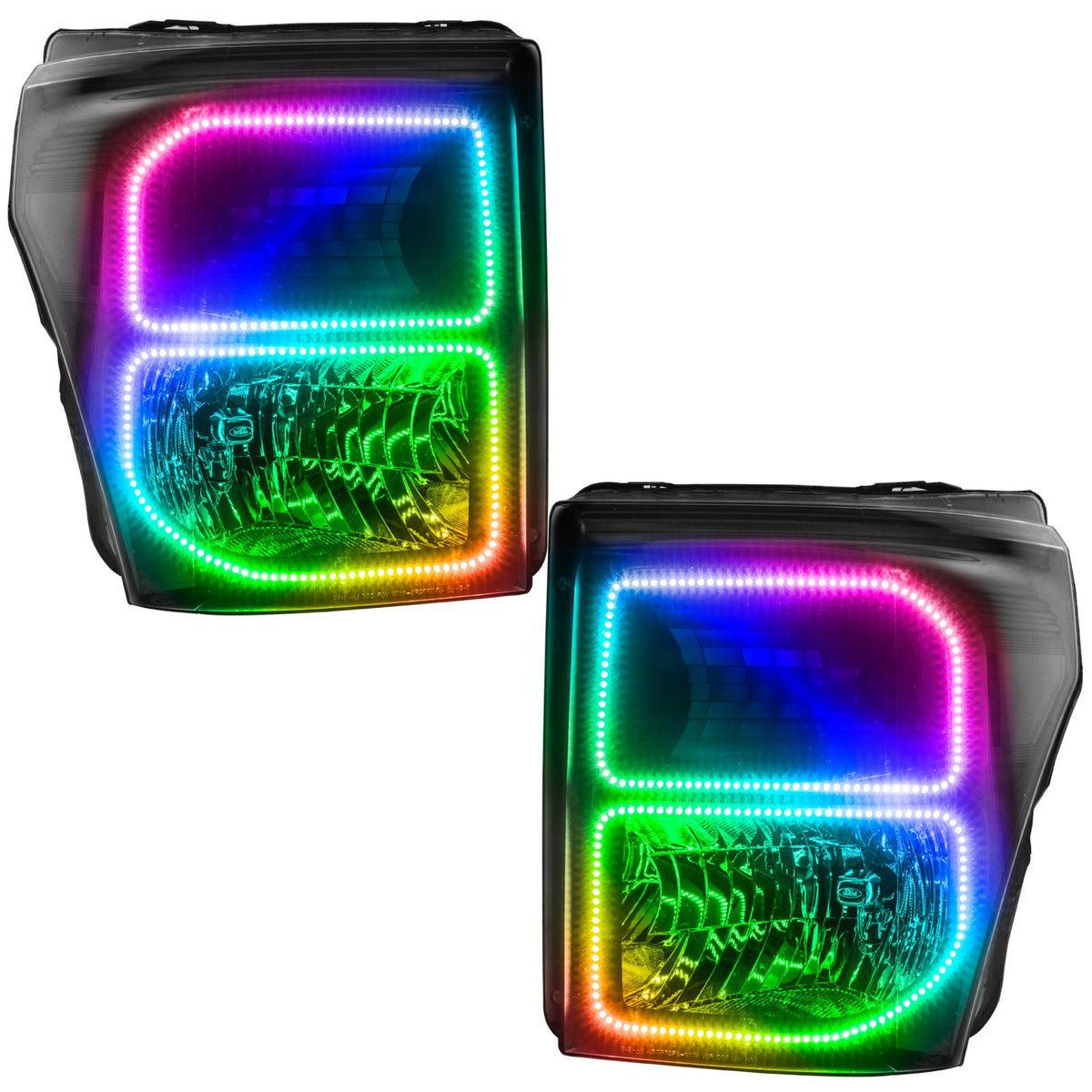Oracle Lighting Led Pre-Assembled Headlights, Black Bezel, Colorshift - No Controller (2011-2016 F-250 Super Duty, F-350, F-350 Super Duty) - 8159-334