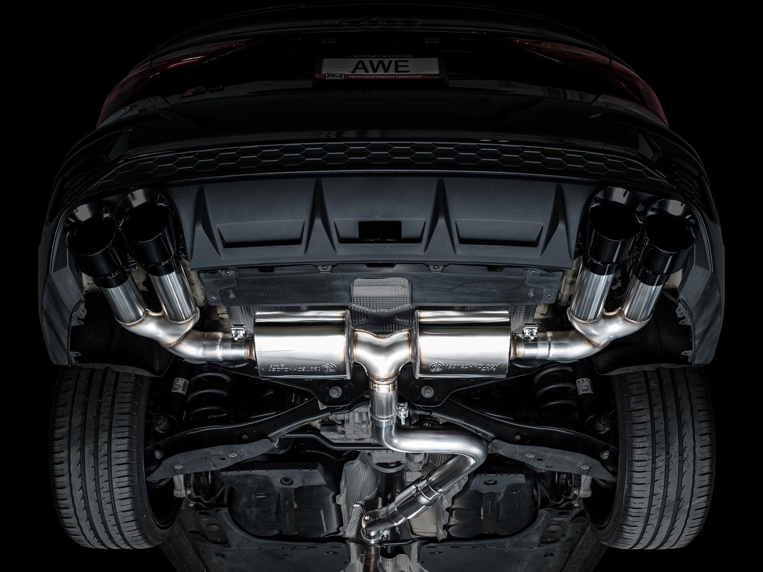 AWE Touring Edition Exhaust for Audi 8Y S3 - Diamond Black Tips - 3015-43897