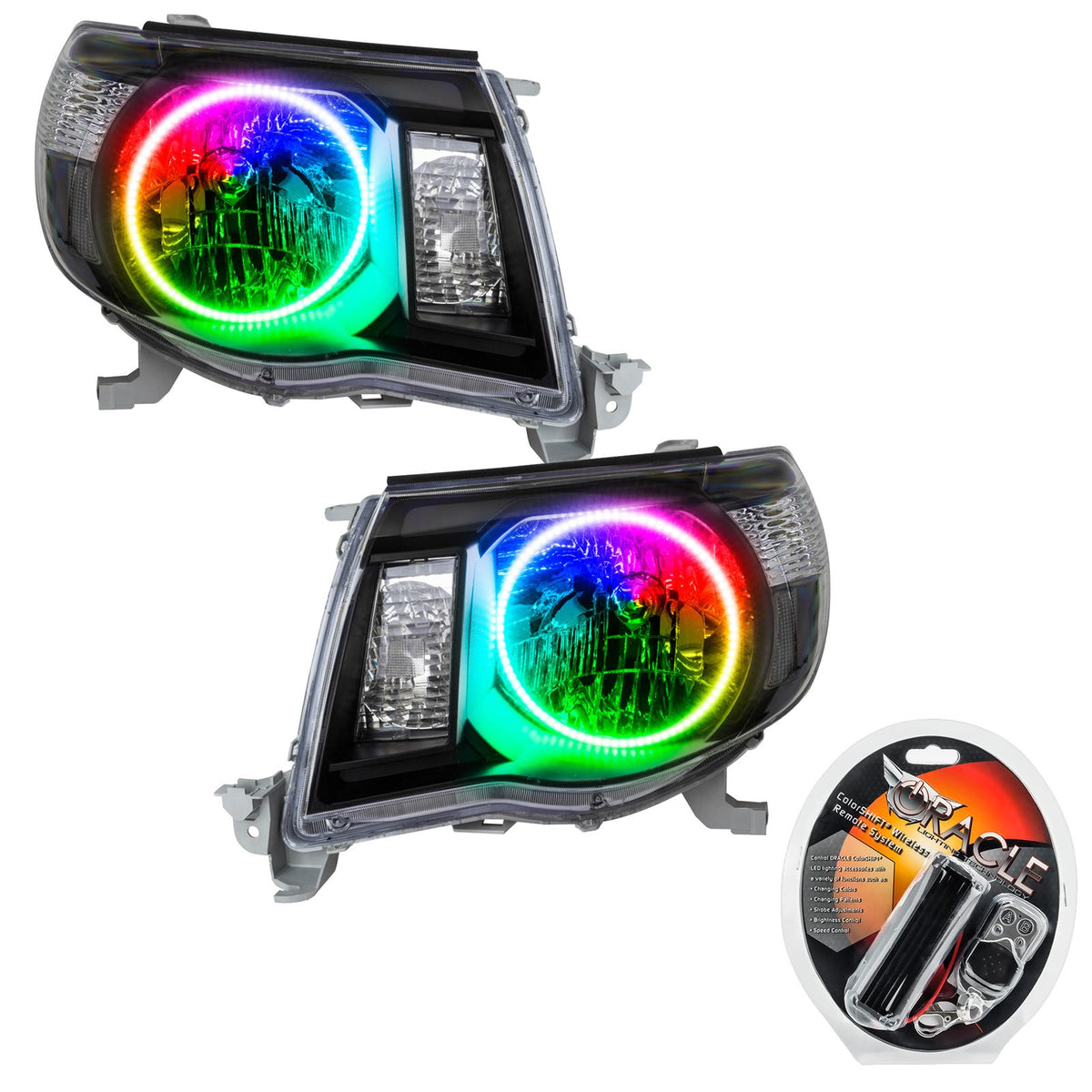 Oracle Lighting Smd Pre-Assembled Headlights, Black Bezel, Colorshift (2005-2011 Tacoma) - 8161-330