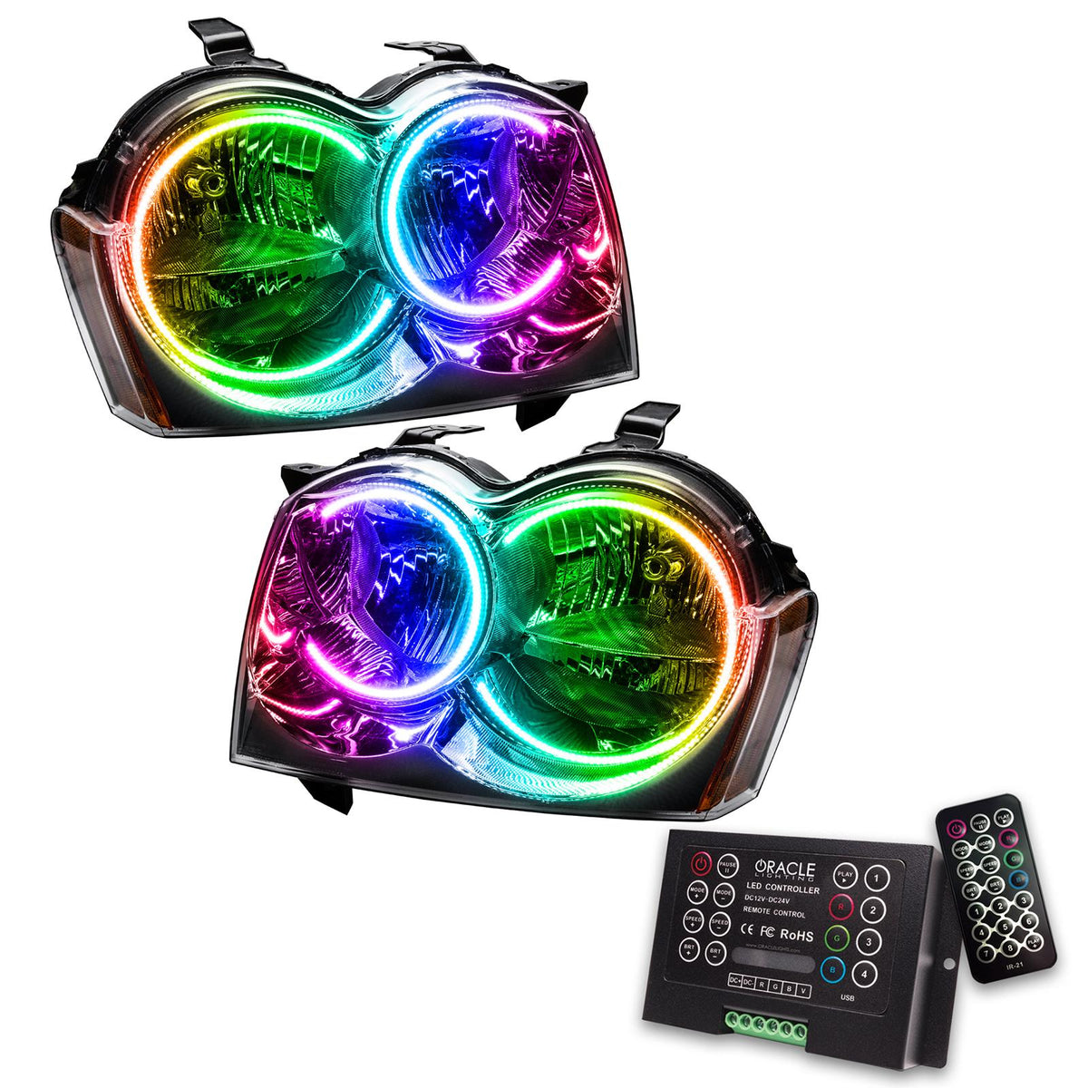Oracle Lighting Smd Pre-Assembled Headlights, Non-Hid, Colorshift 2.0 (2005-2007 Grand Cherokee) - 8164-333