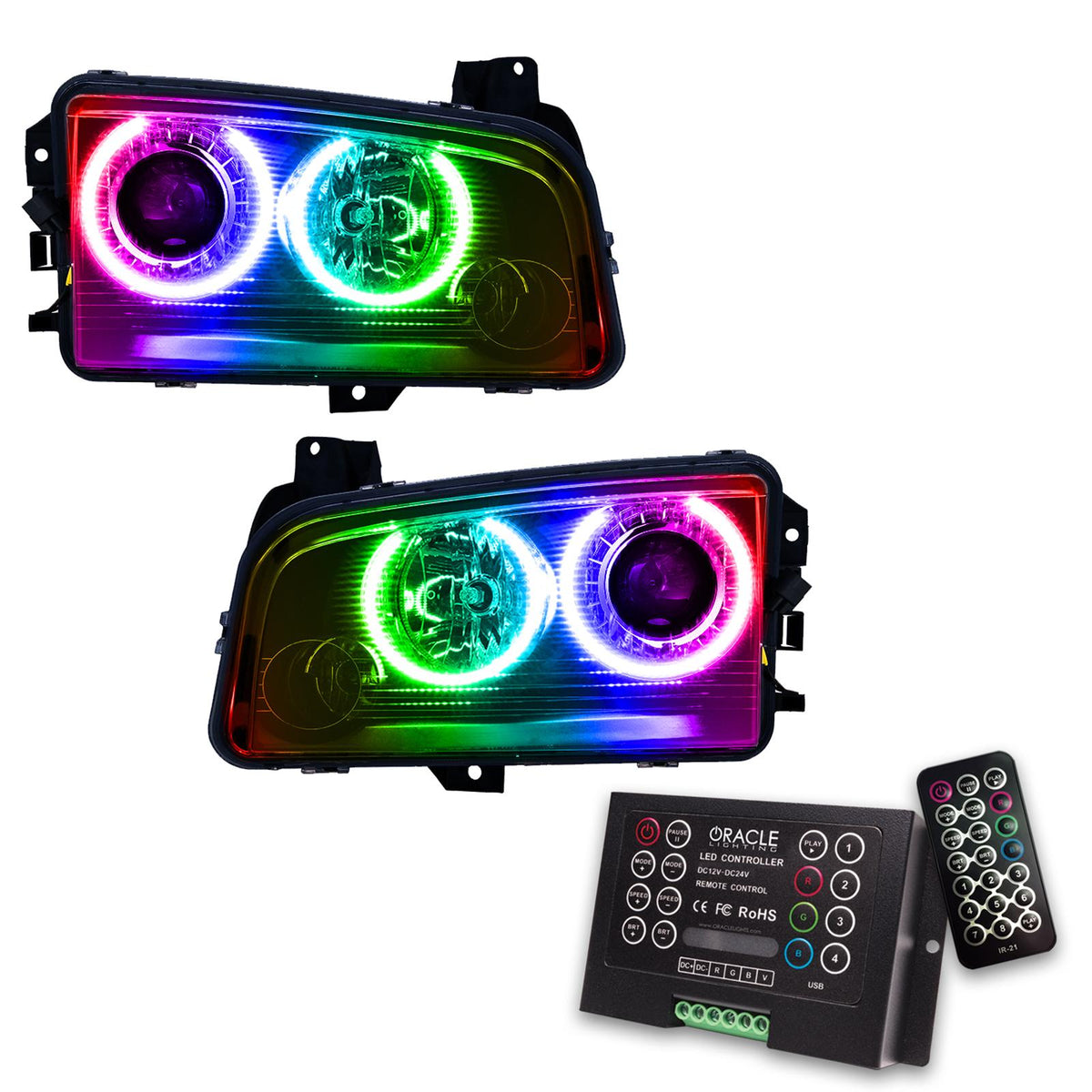 Oracle Lighting Smd Pre-Assembled Headlights, Hid, Colorshift 2.0 (2008-2010 Charger) - 8179-333