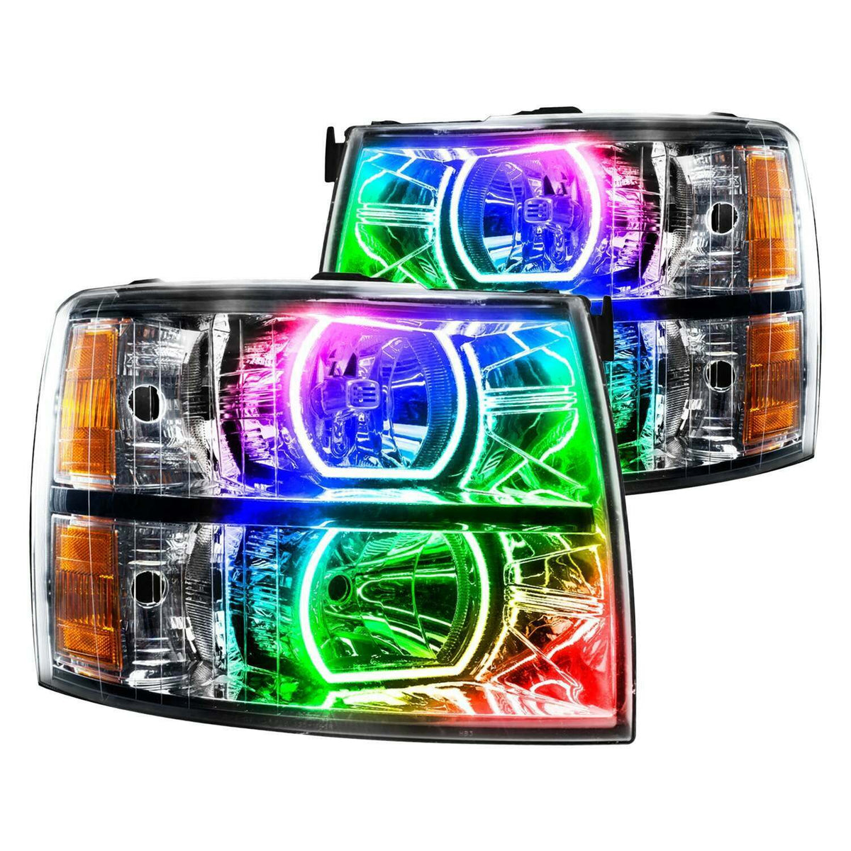 Oracle Lighting 2007-2013 Chevrolet Silverado Led Square Style Halo Headlights (Chrome Housing) (2007-2013 Chevrolet Silverado 1500) - 8188-335