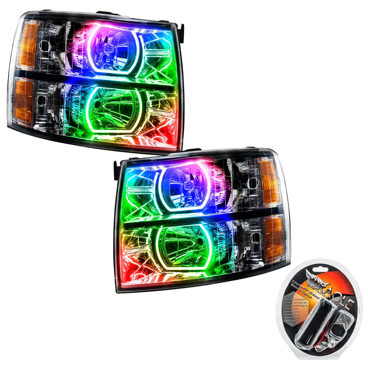 Oracle Lighting Smd Pre-Assembled Headlights, Black Bezel, Square Style, Colorshift - 8189-330