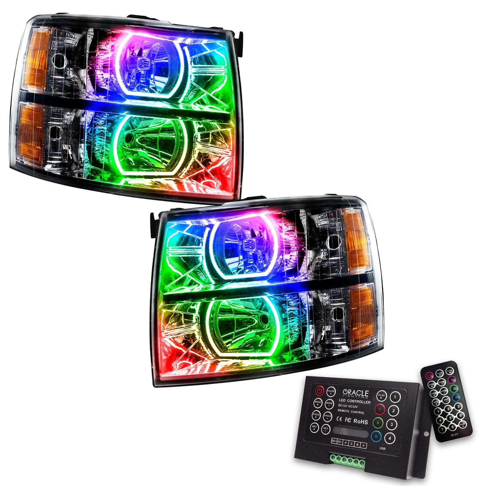 Oracle Lighting Smd Pre-Assembled Headlights, Black Bezel, Square Style, Colorshift 2.0 - 8189-333