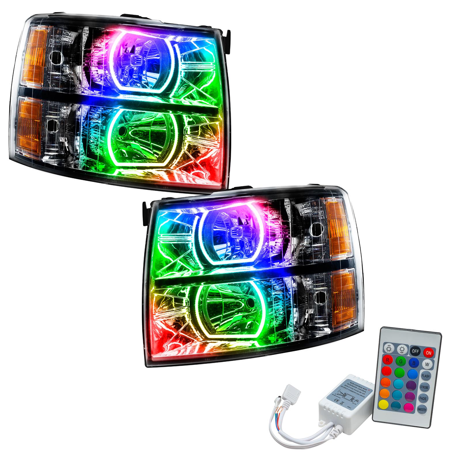 Oracle Lighting Smd Pre-Assembled Headlights, Black Bezel, Square Style, Colorshift - Simple - 8189-504
