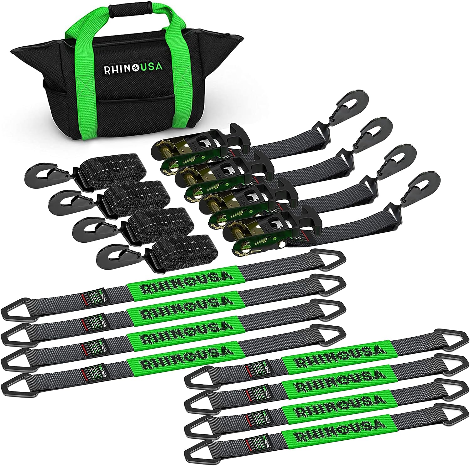 Rhino USA Rhino Usa Heavy Duty Vehicle Tie Down Kit (Snap Hook) - TD-VS2INKIT-SNAP