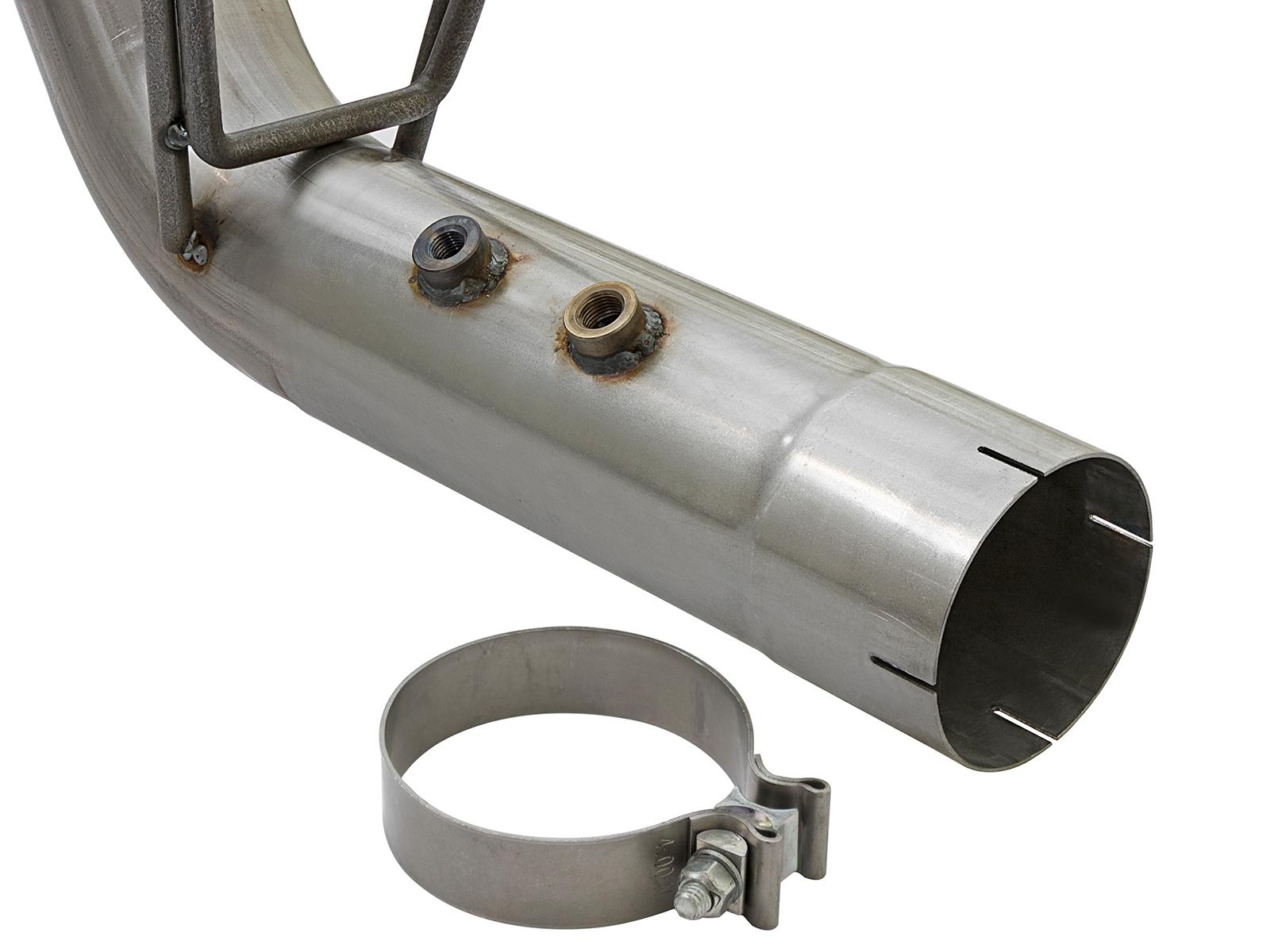 AFE Large Bore-HD 4 IN 409 Stainless Steel DPF-Back Exhaust w/ Dual Polished Tip (2017-2019 Silverado 2500 HD, Silverado 3500 HD, Sierra 2500 HD, Sierra 3500 HD) - 49-44086-P