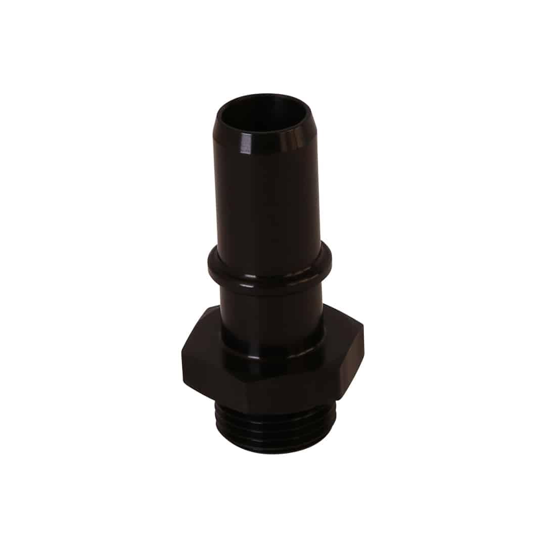 Aeromotive Adapter, Male 5/8 Quick Connect Short to Male AN-08 ORB, Straight.  Direct Port Adapter for any AN-08 ORB port to convert to 5/8" Male Quick Connect. - 15136