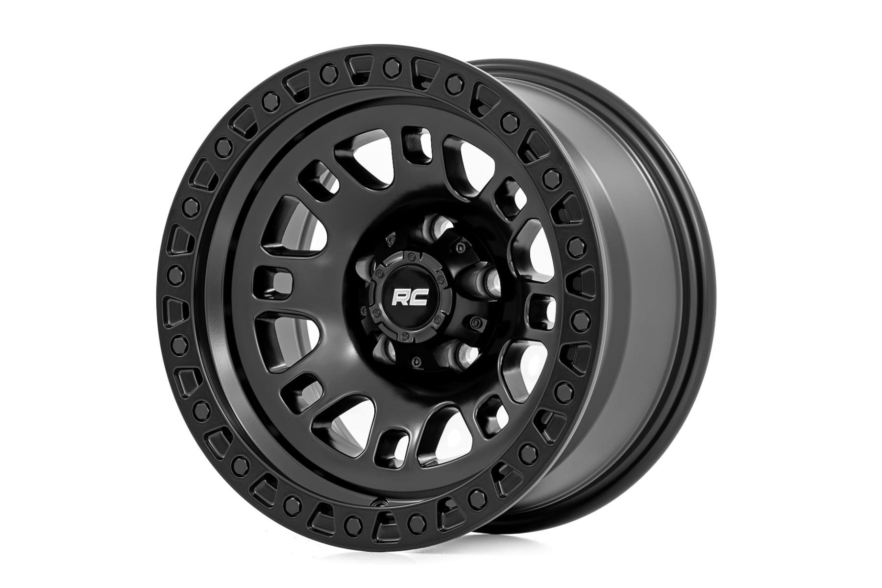 Rough Country 82 Series Wheel One-Piece Semi Gloss Black 17x9 5x4.5 -12mm (1960-1998 W100 Series, W100 Pickup, W100, Bronco II, Cherokee, Wagoneer, Pickup, Ranger, Wrangler, Comanche, Sonoma, Grand Cherokee, T100, Tacoma, B3000) - 82170913