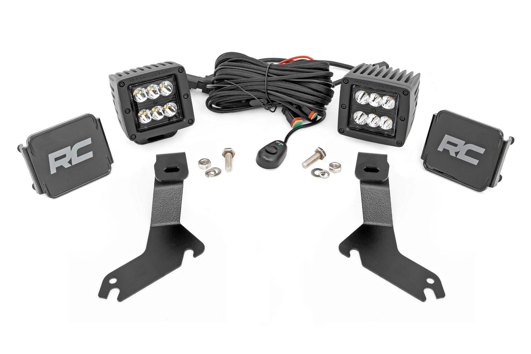 Rough Country LED Light Kit Ditch Mount 2 Inch Black Pair Spot Chevy Silverado 1500 (99-06)/Tahoe (00-06) (1999-2007 Silverado 2500, Sierra 2500, Tahoe, Suburban 2500, Yukon XL 2500, Yukon, Sierra 1500, Yukon XL 1500, Silverado 1500, Suburban 1500, Sierra