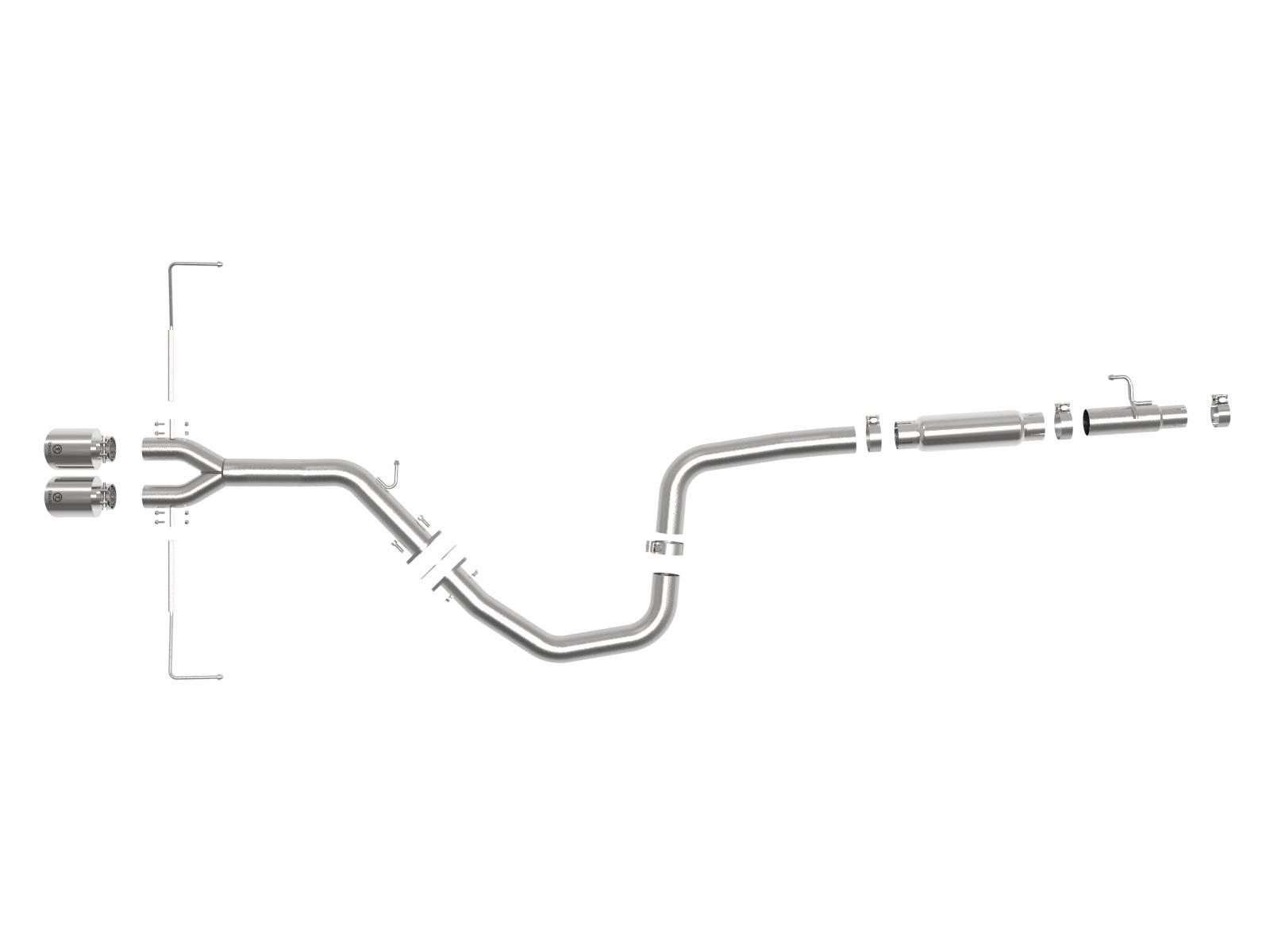 AFE Takeda 3 IN to 2-1/2 IN 304 Stainless Steel Cat-Back Exhaust w/ Polished Tip (Hyundai Veloster 19-20 L4-1.6L (t)) - 49-37011-P