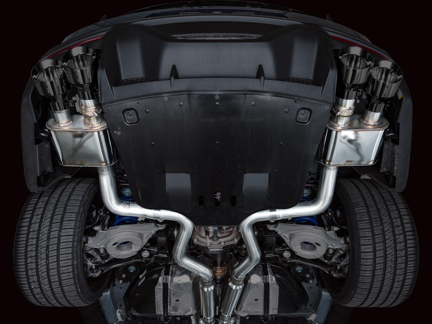AWE SwitchPath Catback Exhaust - Quad Diamond Black Tips (2024-2026 Mustang Dark Horse) - 3025-43375