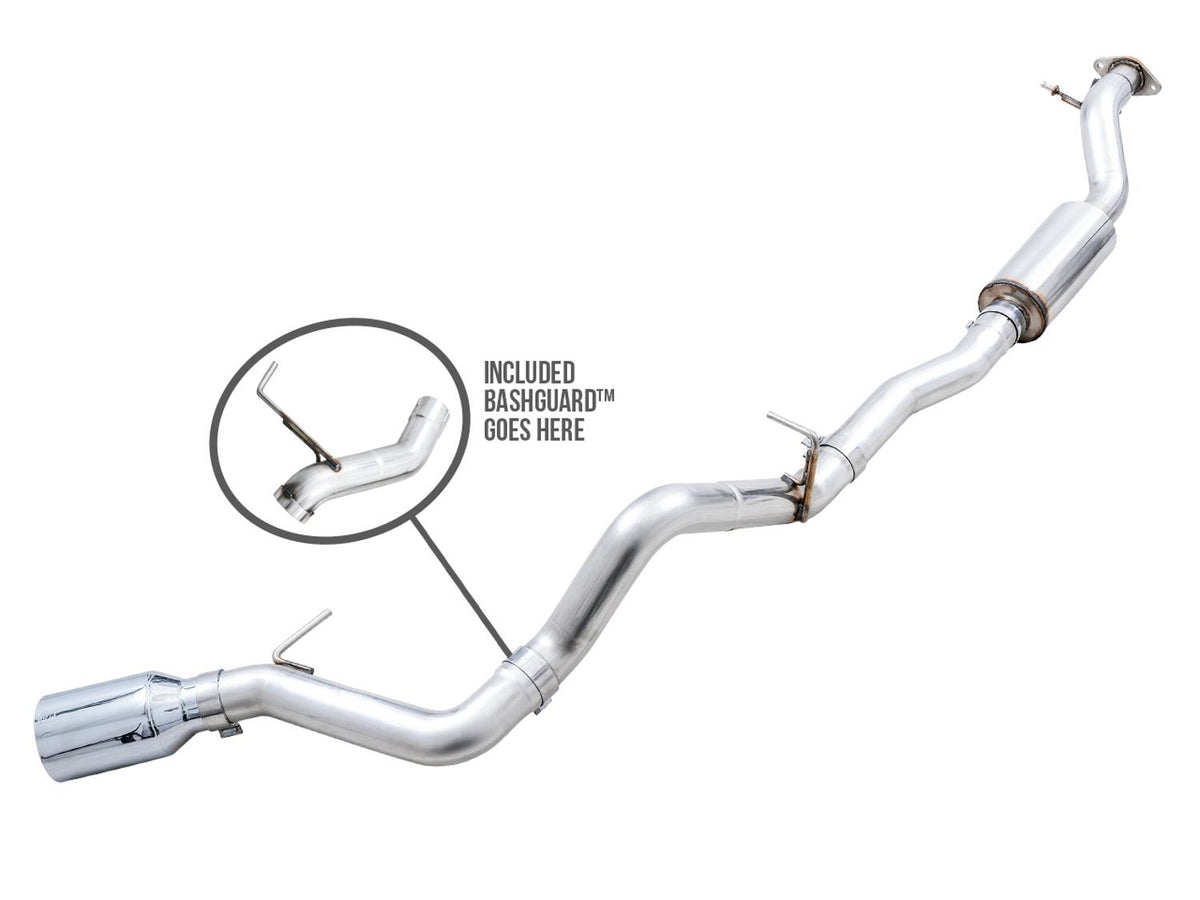 AWE 0FG 3" Catback Exhaust with BashGuard (2021-2025 Ford Bronco 2.3L / 2.7L) - Single 5" Chrome Silver Tip - 3015-22789