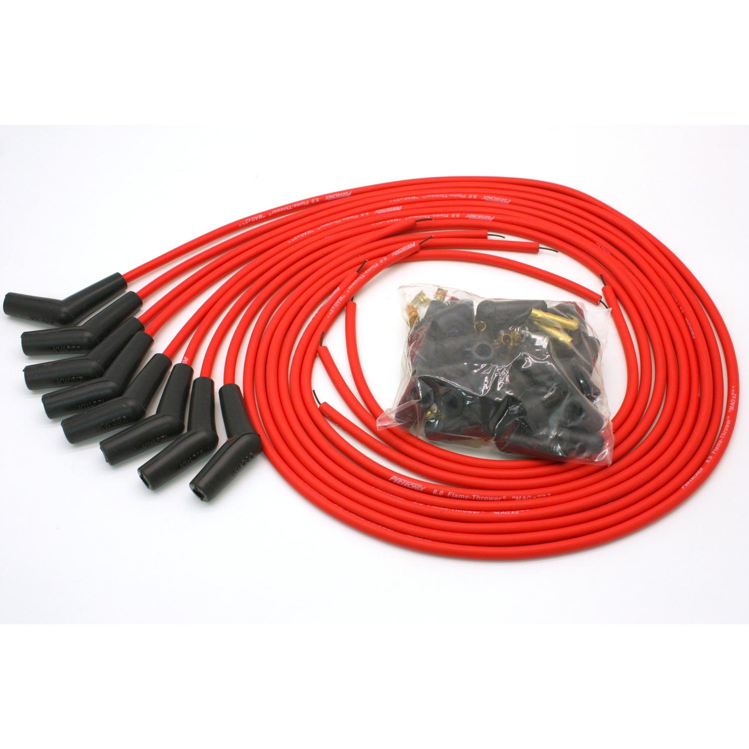 Pertronix 808415 Flame-Thrower Spark Plug Wires 8 Cyl 8Mm Universal 115 Degree Red - 808415