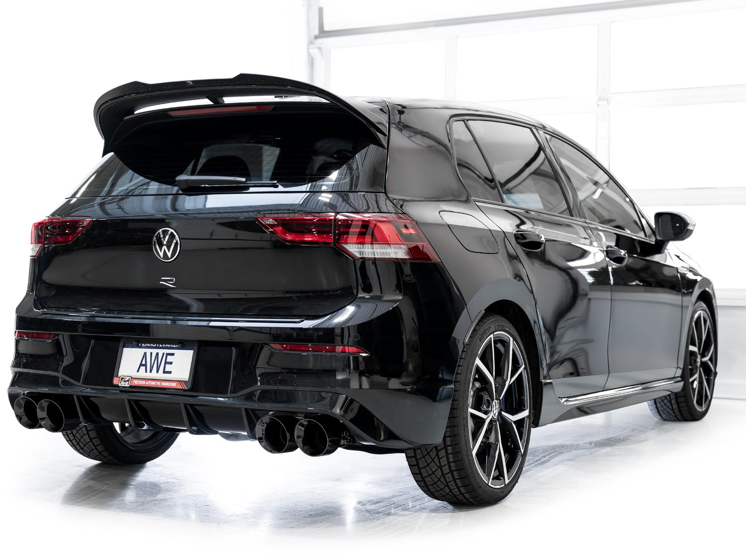 AWE Touring Edition Exhaust for Volkswagen MK8 Golf R - Diamond Black Tips - 3015-43658