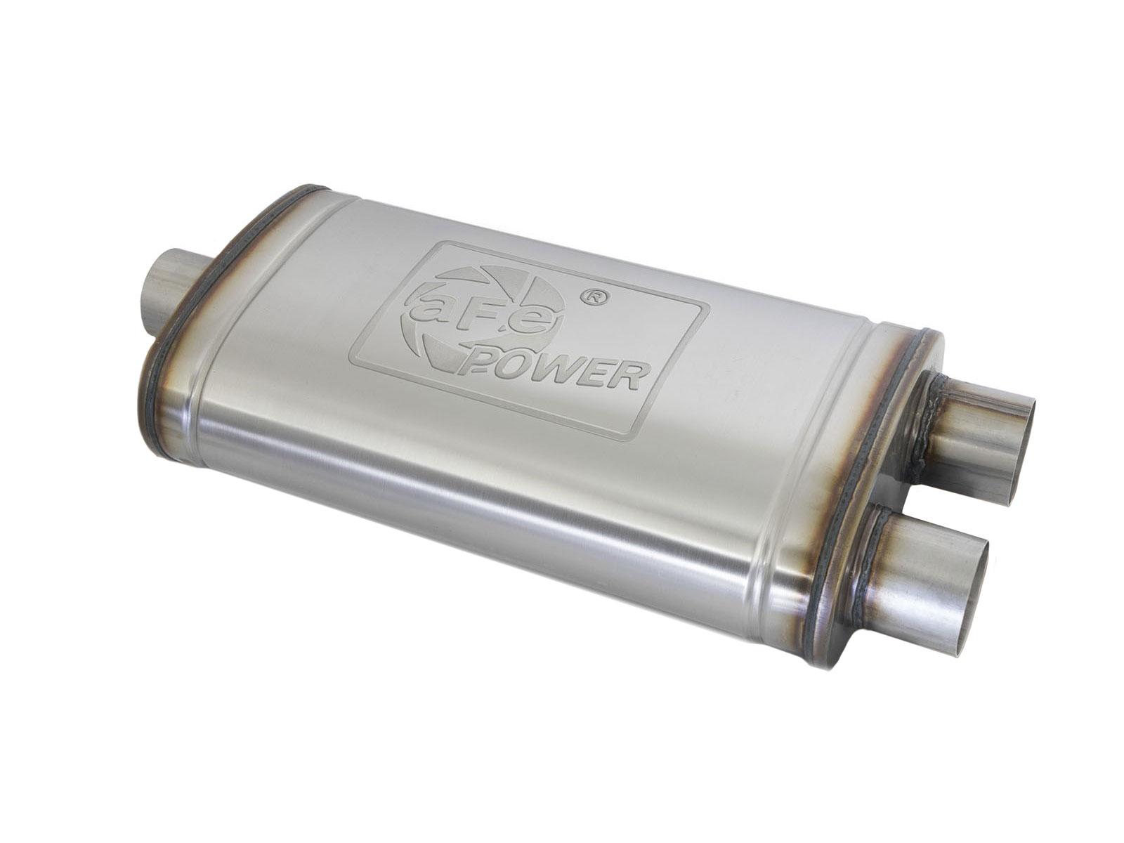 AFE MACH Force-Xp 304 Stainless Steel Muffler (3 IN ID Center/Dual-Outlet x 11 IN W x 6 IN H x 22 IN L - Oval Body) - 49M30015