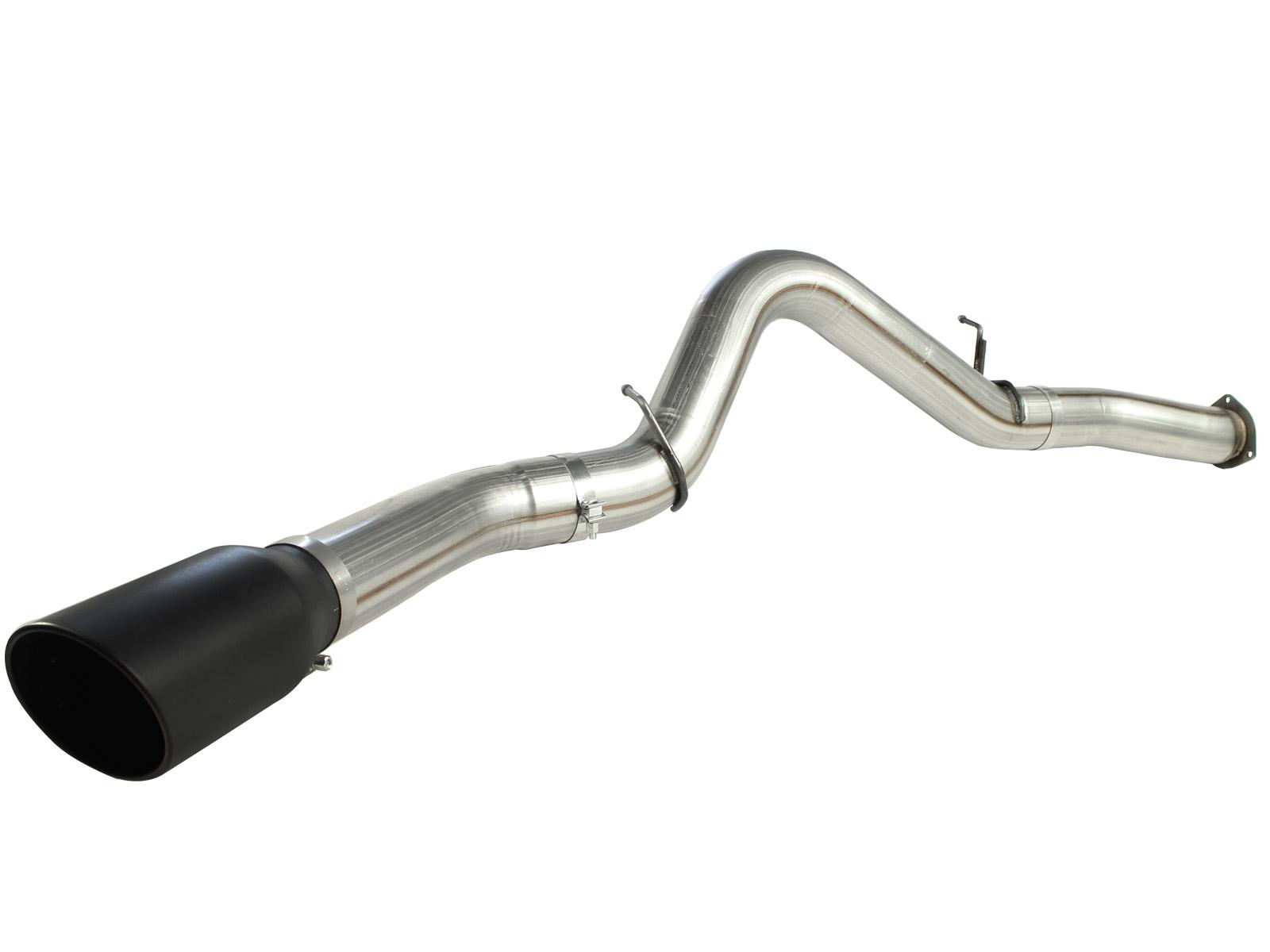 AFE Large Bore-HD 5 IN 409 Stainless Steel DPF-Back Exhaust System w/Black Tip (2007-2010 Silverado 2500 HD, Silverado 3500 HD, Sierra 2500 HD, Sierra 3500 HD) - 49-44040-B