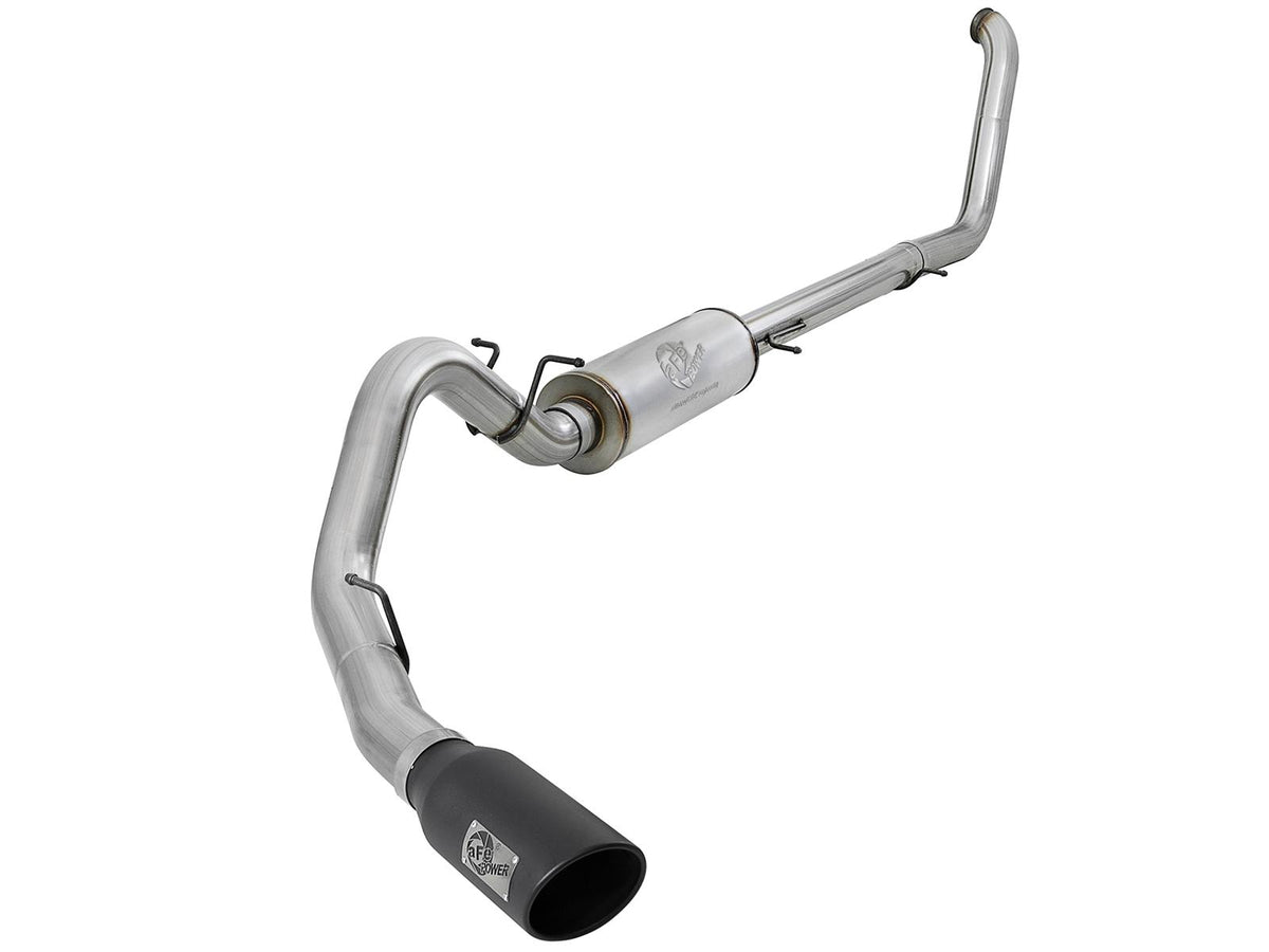 AFE Large Bore-HD 4 IN 409 Stainless Steel Turbo-Back Exhaust System w/ Black Tip (Ford Excursion 00-03 V8-7.3L (td)) - 49-43008-B