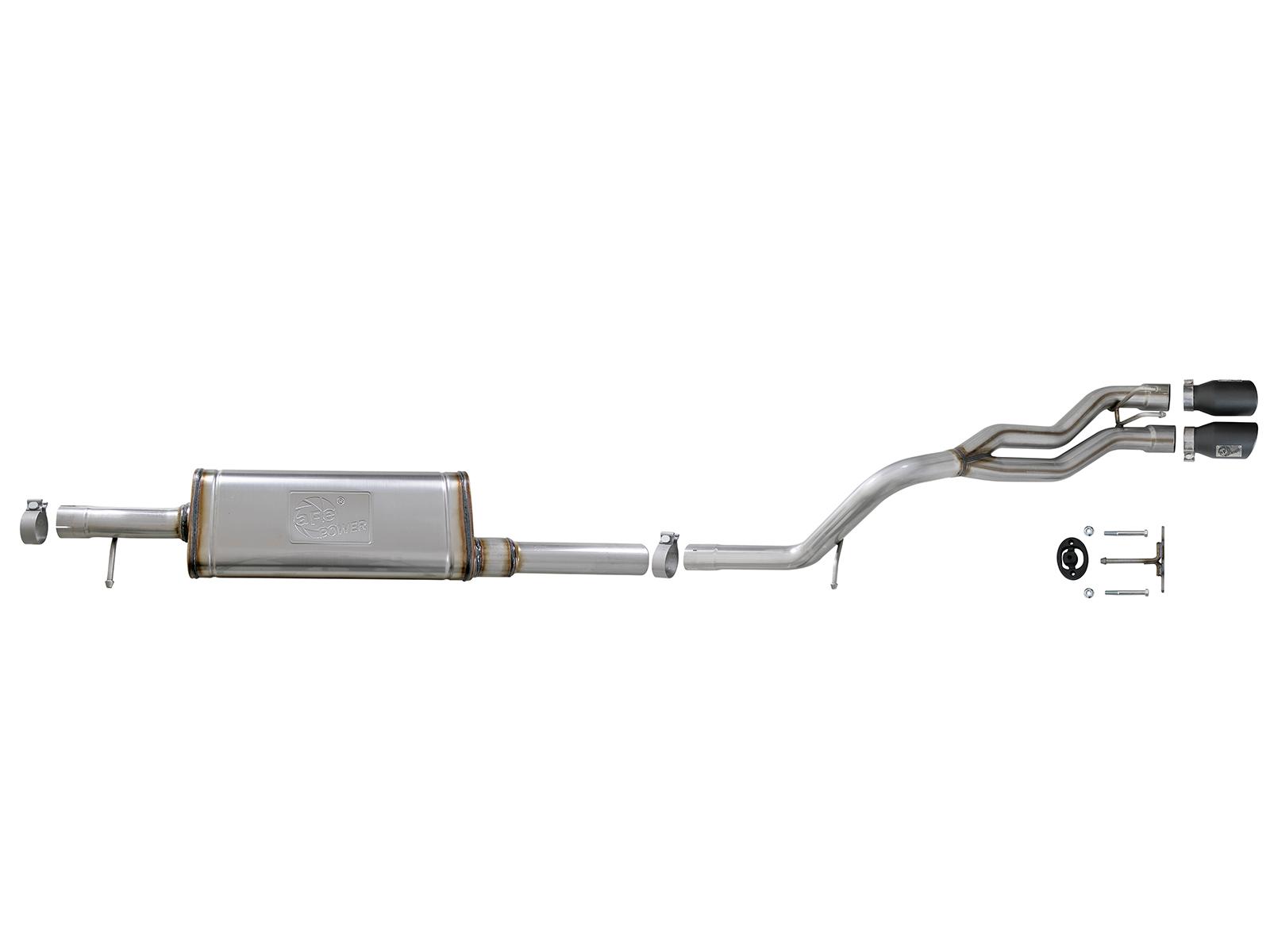 AFE Rebel Series 2-1/2 IN 409 Stainless Steel Cat-Back Exhaust System w/Black Tip (2007-2018 Wrangler JK, Wrangler, Wrangler) - 49-48054-B