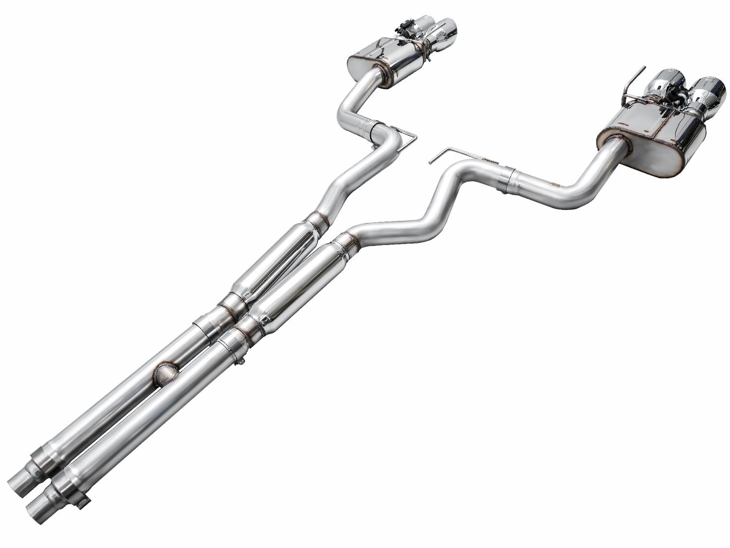 AWE SwitchPath Catback Exhaust - Quad Chrome Silver Tips (2024-2026 Mustang GT) - 3025-42650