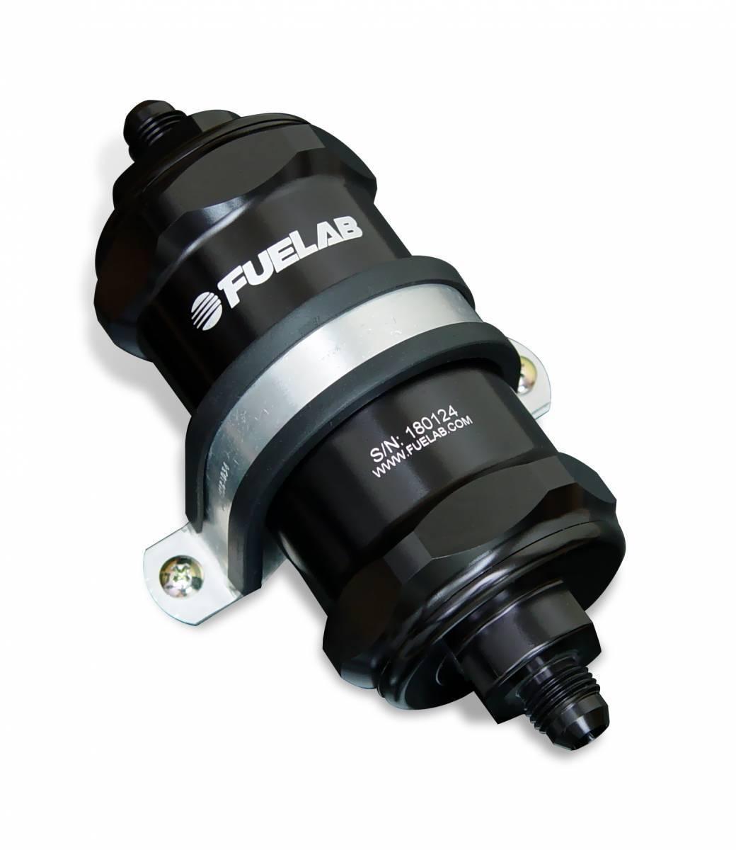Fuelab In-Line Fuel Filter Standard Length -8AN Inlet/Outlet 10 Micron Replaceable Fabric Element W/Check Valve Black - 84802-1