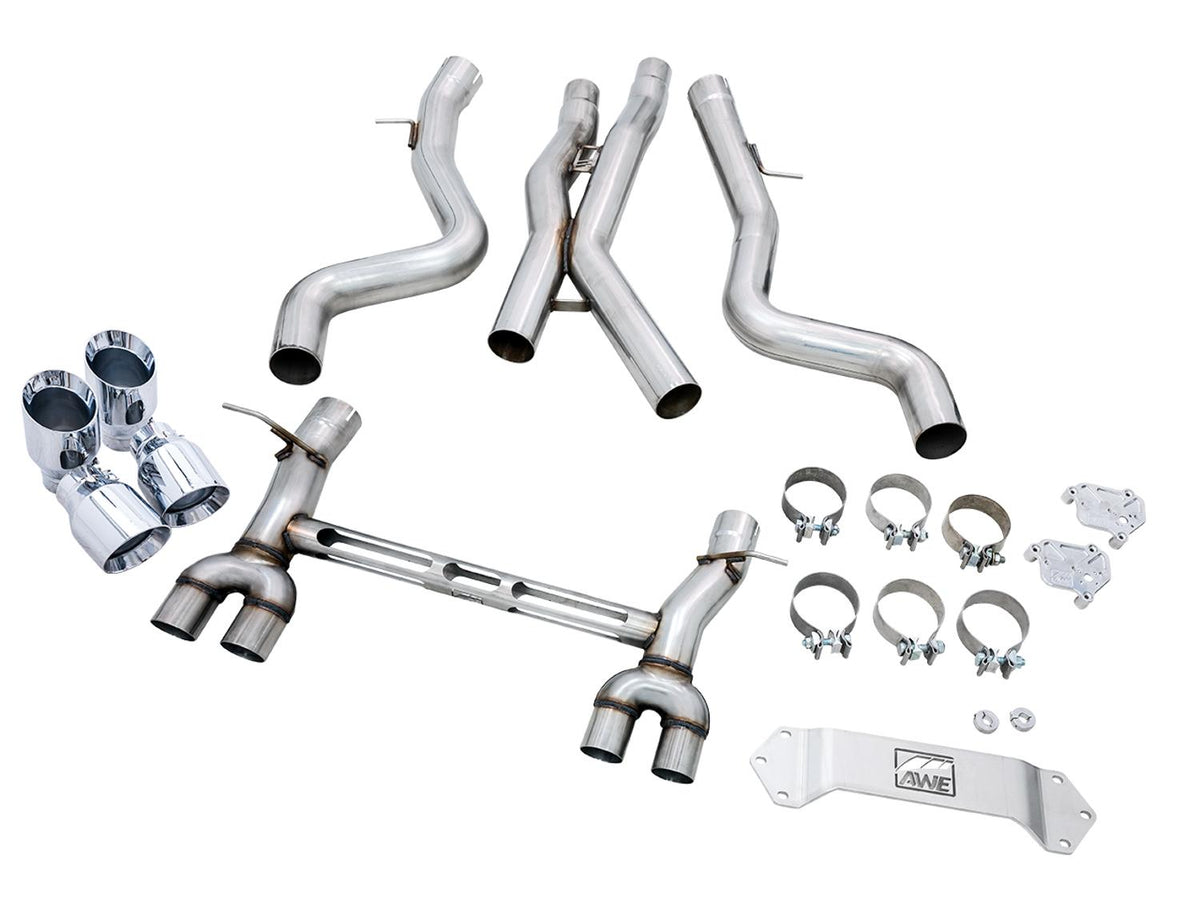AWE Track Edition Catback Exhaust for BMW F8X M3/M4 - Chrome Silver - 3020-42082