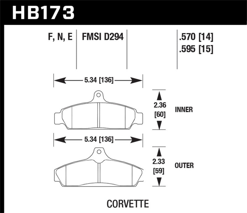 Hawk Street Brake Pads (1984-1987 Corvette) - HB173N.570