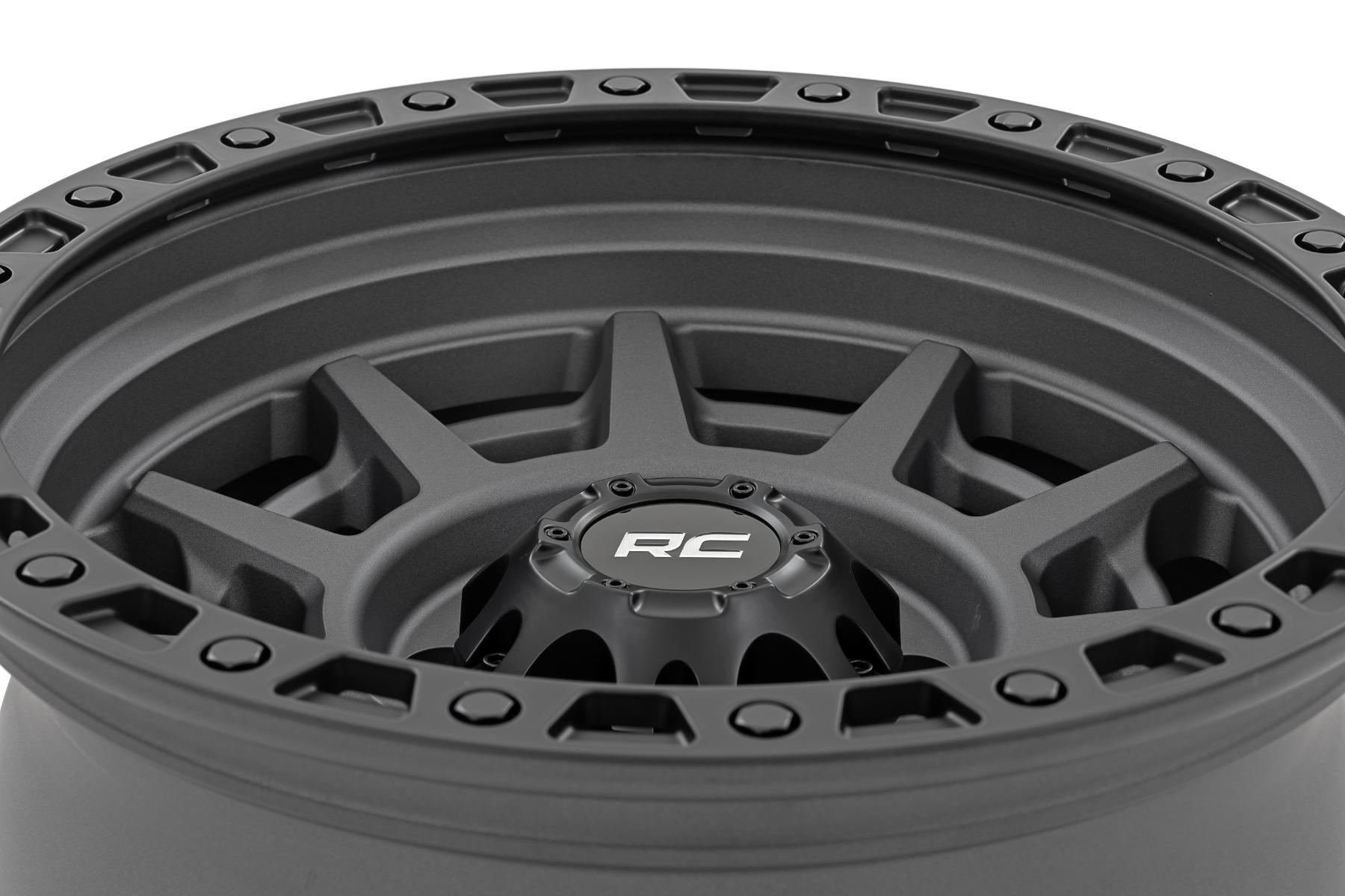Rough Country 85 Series Wheel Simulated Beadlock Gunmetal Gray/Black 17x9 6x135 -12mm (2003-2012 Expedition, F-150) - 85170917A