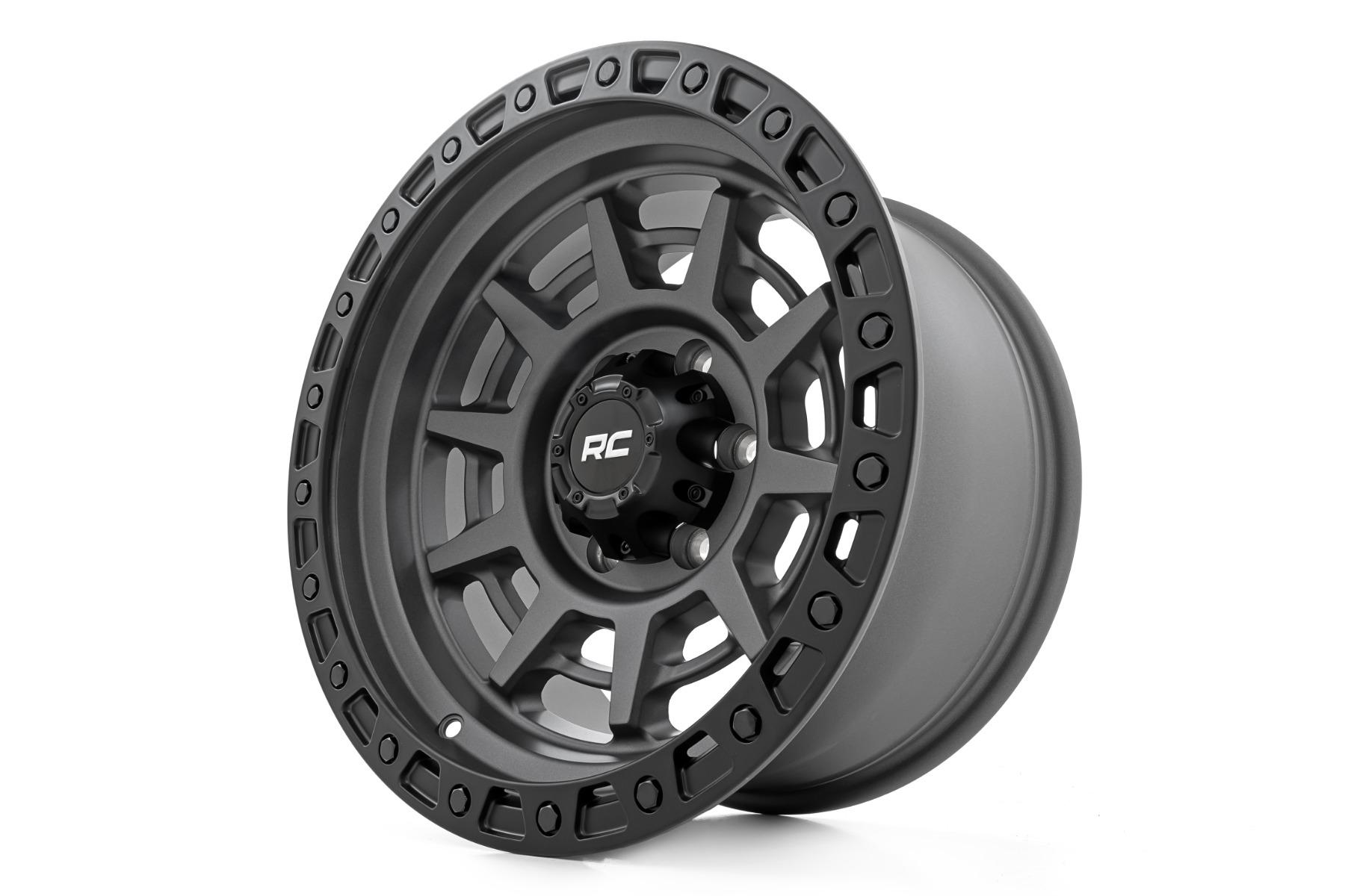 Rough Country 85 Series Wheel Simulated Beadlock Gunmetal Gray/Black 17x9 6x135 -12mm (2003-2012 Expedition, F-150) - 85170917A