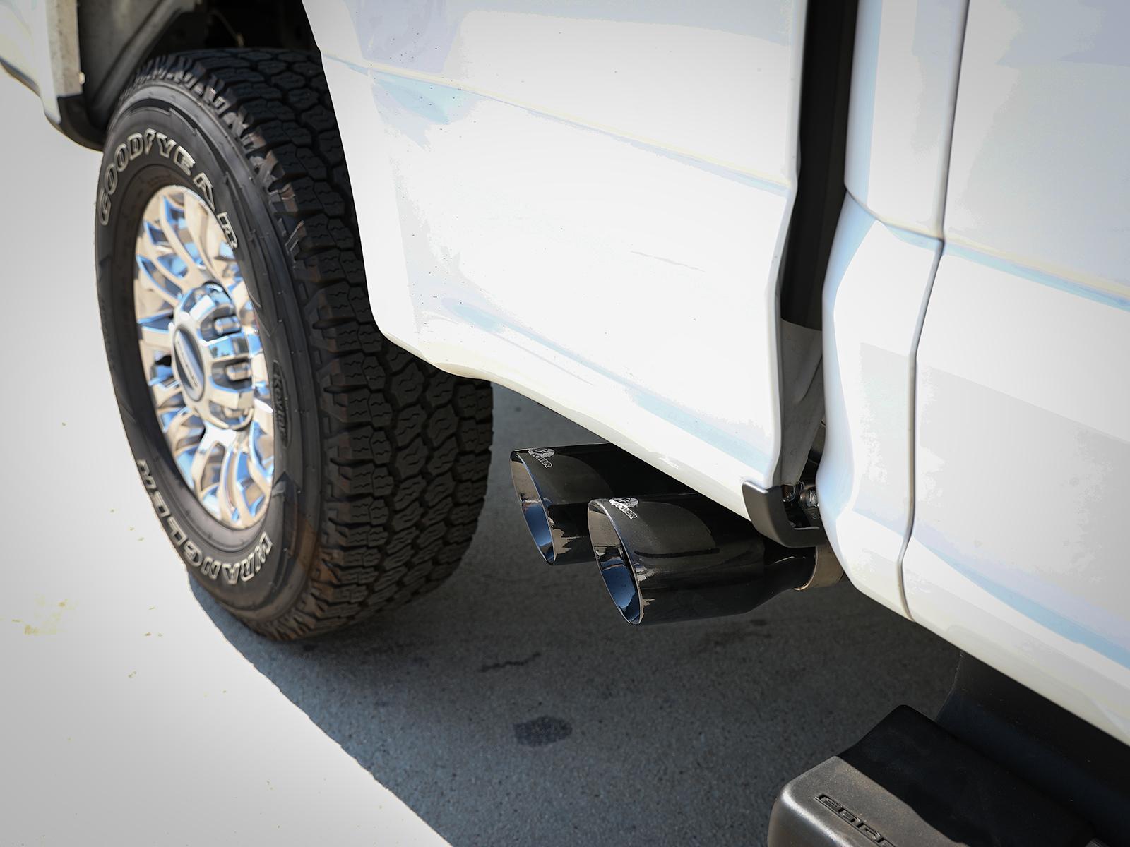 AFE Rebel Series 3 IN 409 Stainless Steel Cat-Back Exhaust System w/Black Tip (Ford F-250/F-350 17-20 V8-6.2/7.3L) - 49-43117-B