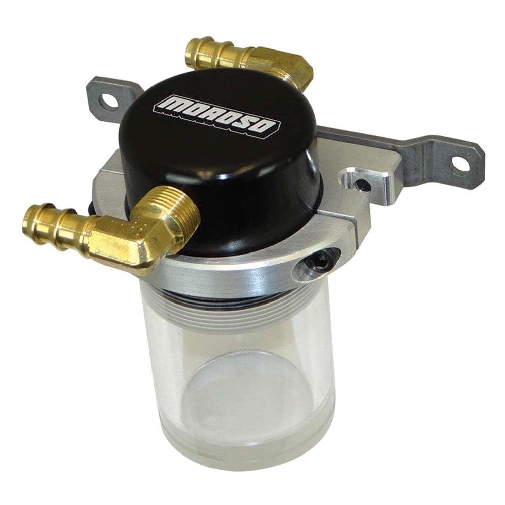 Moroso Separator, Air Oil, Catch Can, Small Body, Universal, Black Finish, Clear Bottom - 85683
