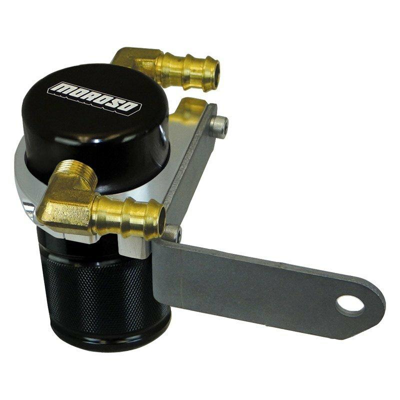 Moroso Separator, Air Oil, Catch Can, Small Body, Black Finish, Dodge Challenger, Shaker Hood 5.7/6.1/6.4 - 85697