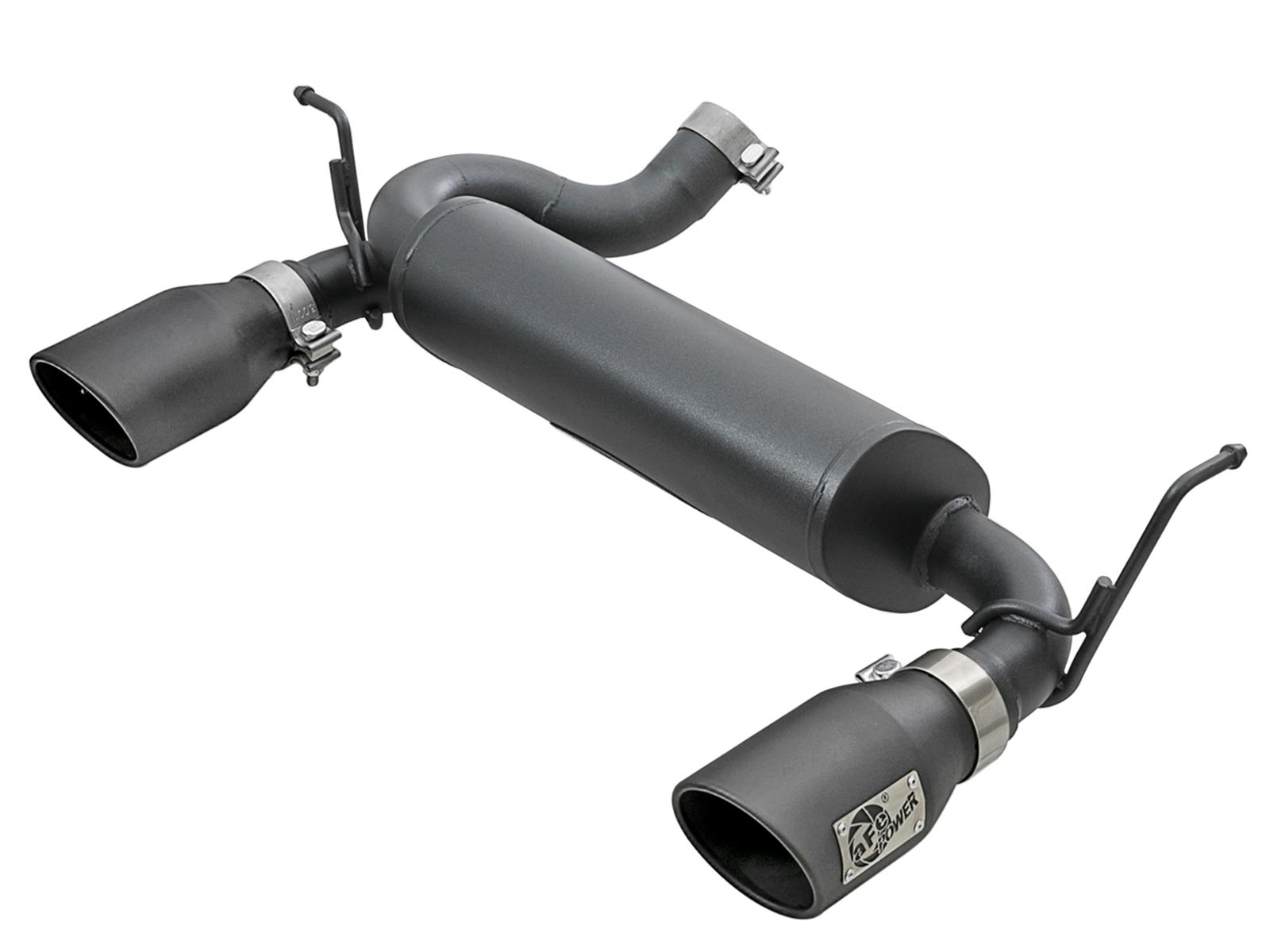 AFE Rebel Series 2-1/2 IN 409 Stainless Steel Axle-Back Exhaust System w/ Black Tips - 49-48061-B