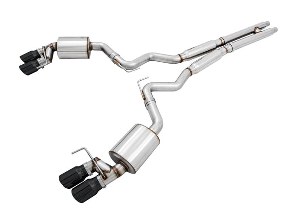 AWE Touring Edition Cat-back Exhaust Quad Diamond Black Tips (2018-2023 Mustang GT) - 3015-43106