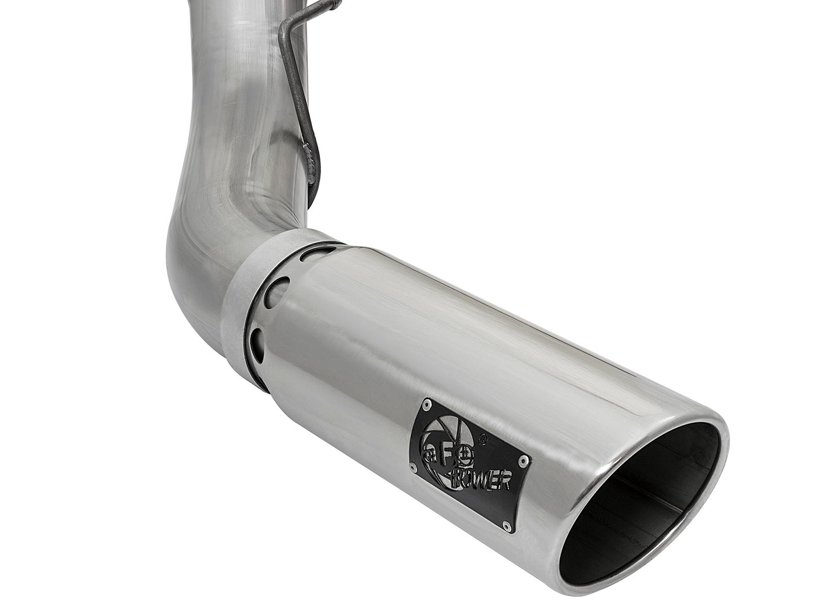 AFE Large Bore-HD 5 IN 409 Stainless Steel DPF-Back Exhaust System w/Polished Tip (2017-2021 F-250 Super Duty, F-350 Super Duty) - 49-43090-P