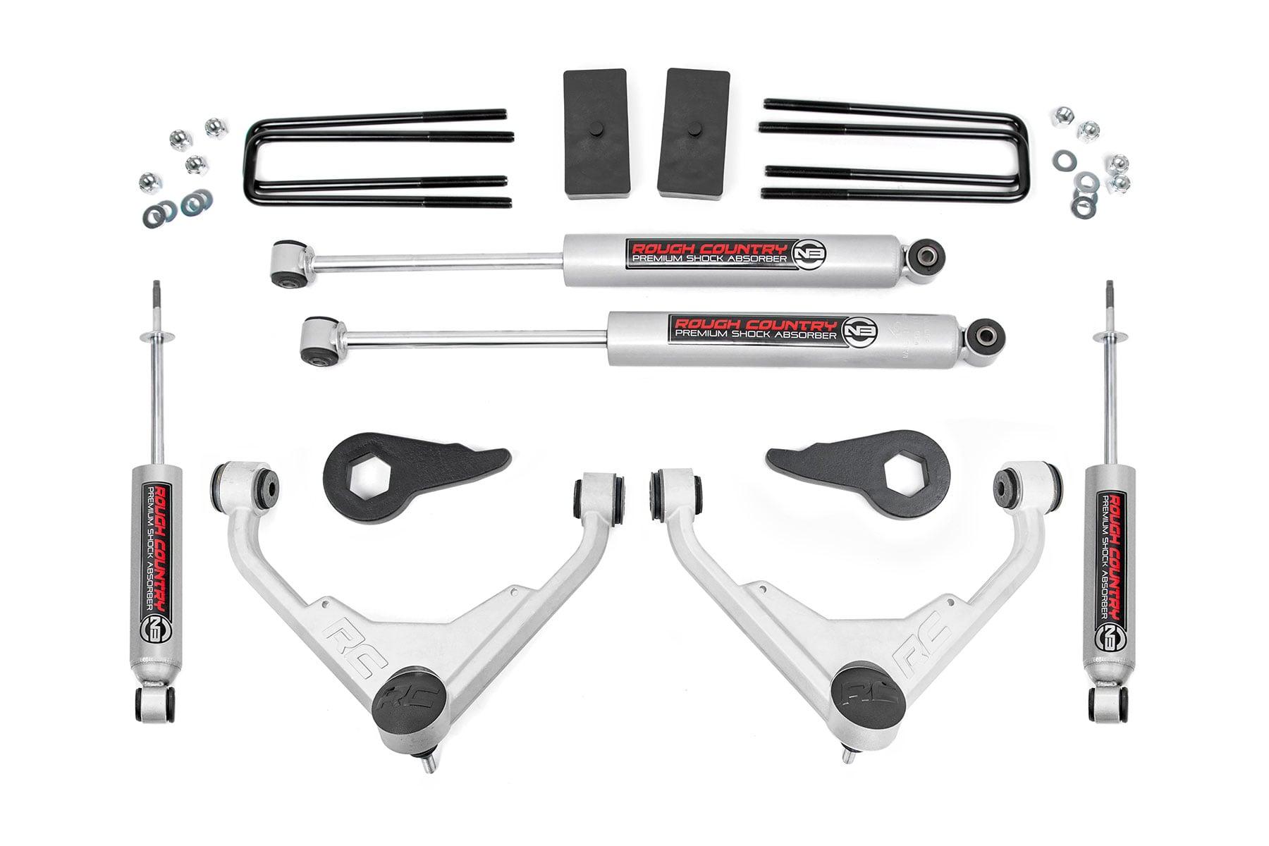 Rough Country 3-inch Bolt-On Suspension Lift Kit w/ Upper Control Arms (1999-2010 Silverado 2500, Sierra 2500, Silverado 2500 HD, Silverado 3500, Suburban 2500, Sierra 2500 HD, Sierra 3500, Yukon XL 2500, Silverado 3500 HD, Sierra 3500 HD) - 8596N2