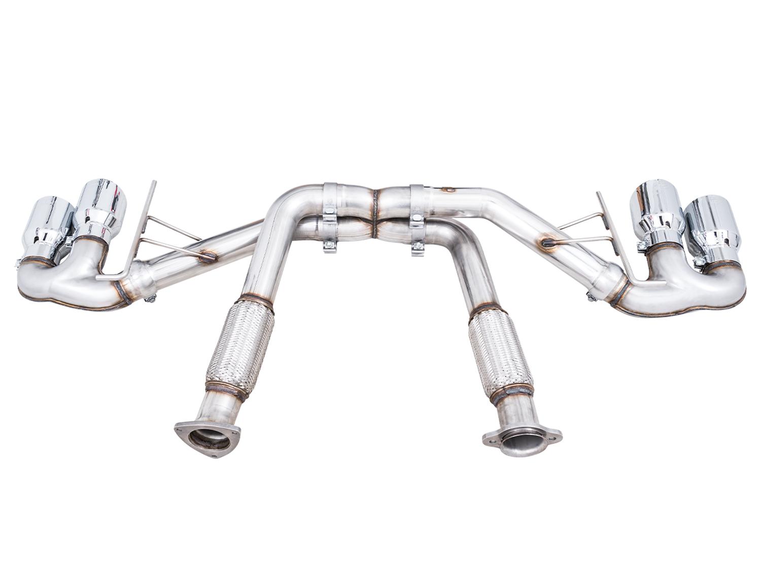 AWE Track Edition Exhaust - Quad Chrome Silver Tips (2020-2024 Corvette C8) - 3020-42080