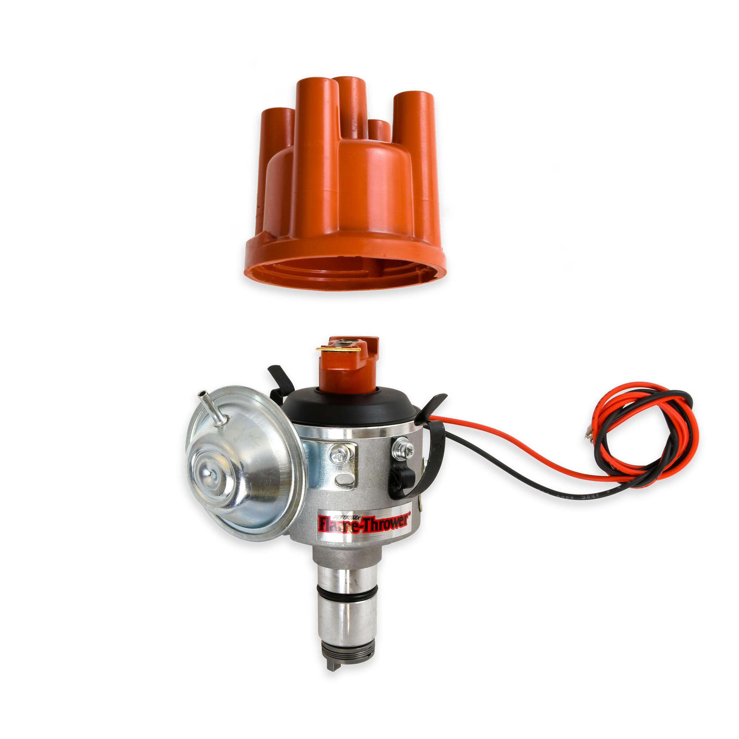 Pertronix Flame-Thrower "Stock Look" Bosch Style Performance Distributor Featuring Ignitor Iii Electronics. 12-Volt Negative Ground With Vacuum Advance. - D7182504