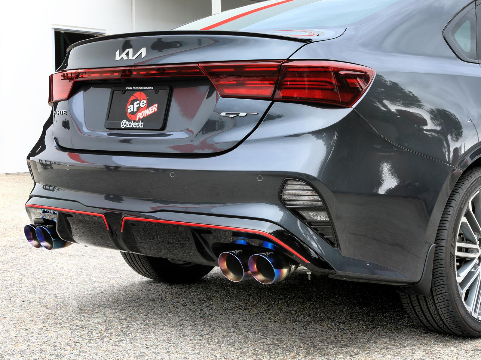 AFE Takeda 3 IN to 2-1/2 IN 304 Stainless Steel Axle-Back Exhaust w/ Blue Flame Ti (2022-2024 Forte GT) - 49-37039-L