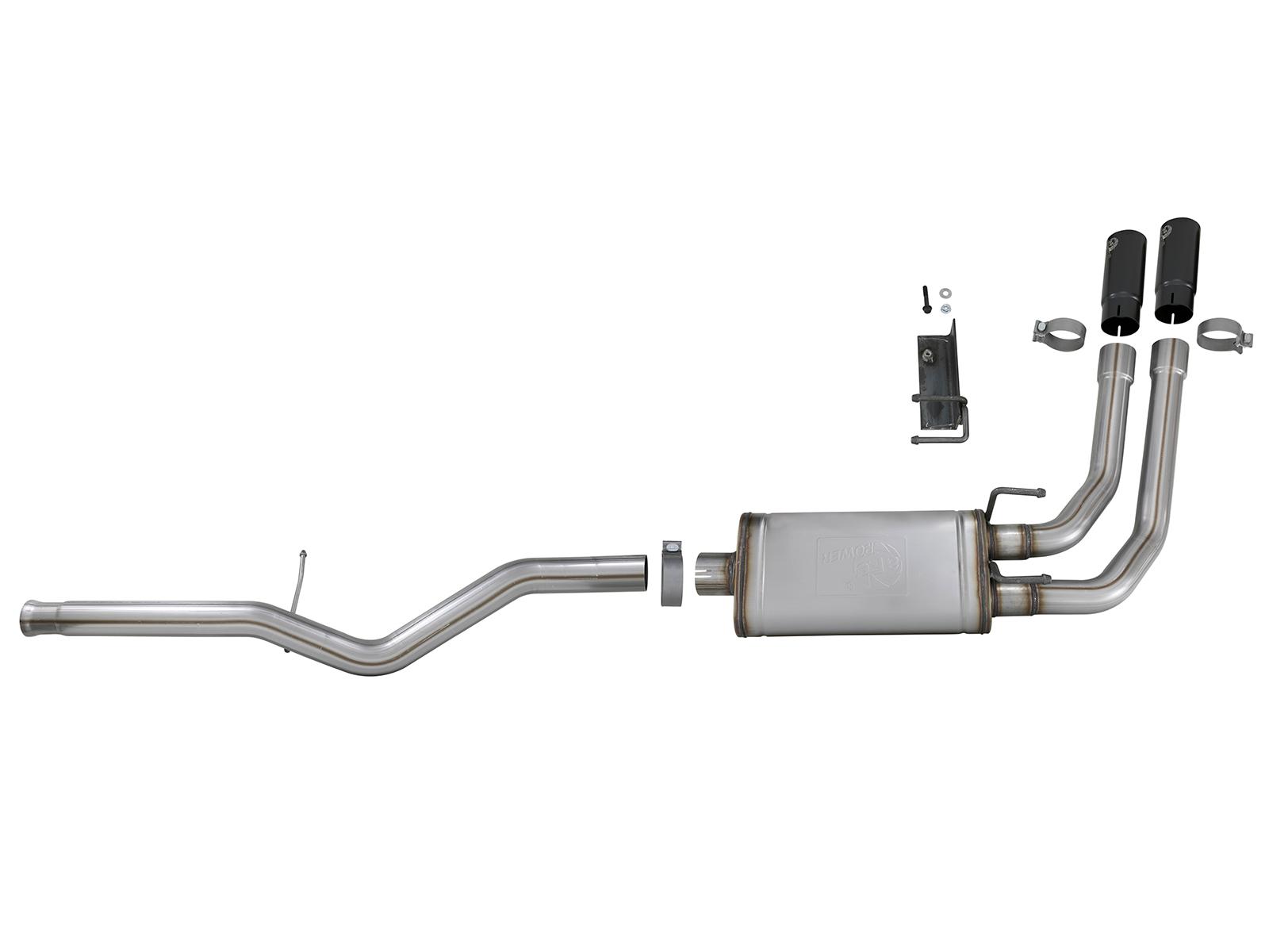 AFE Rebel Series 3 IN to 2-1/2 IN 409 Stainless Steel Cat-Back Exhaust w/ Black Tip - 49-44098-B
