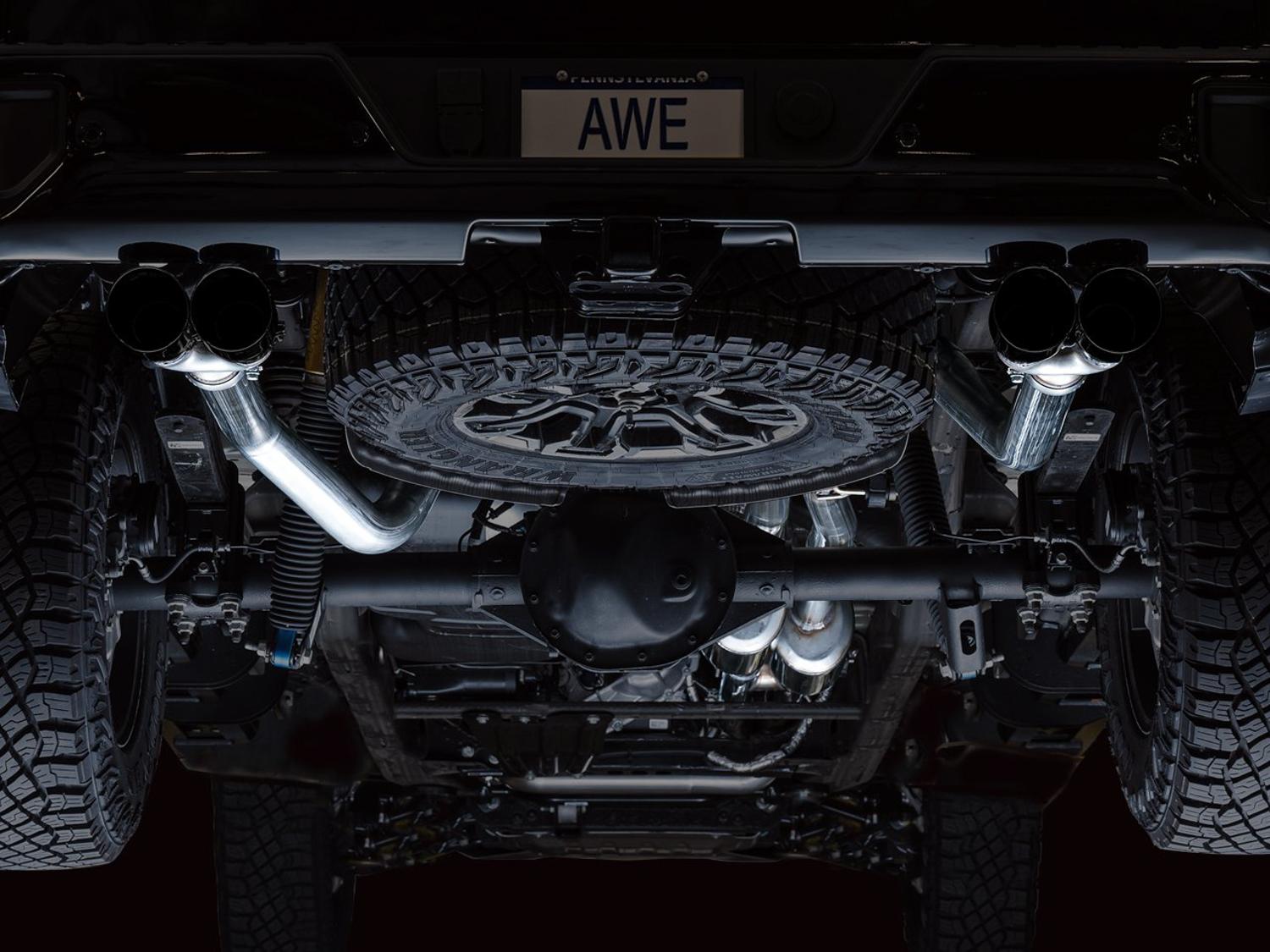 AWE 0FG Catback Exhaust - Quad Diamond Black Tips (2022-2023 GMC Silverado ZR2 / Sierra AT4X) - 3015-43284