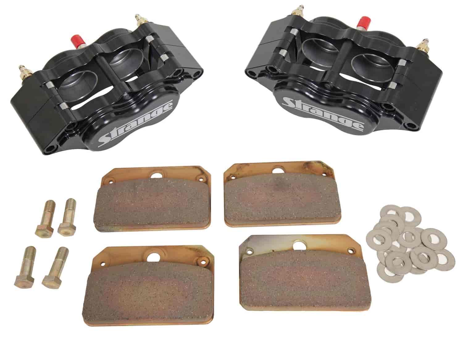 Strange Engineering Strange black four piston billet calipers with hard pads (pair) - B1955