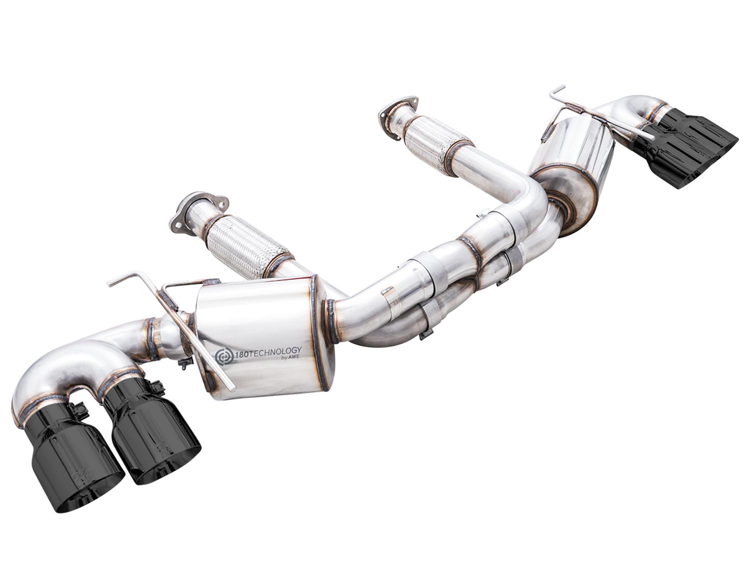 AWE Touring Edition Exhaust - Quad Diamond Black Tips (2020-2024 Corvette C8) - 3015-43159