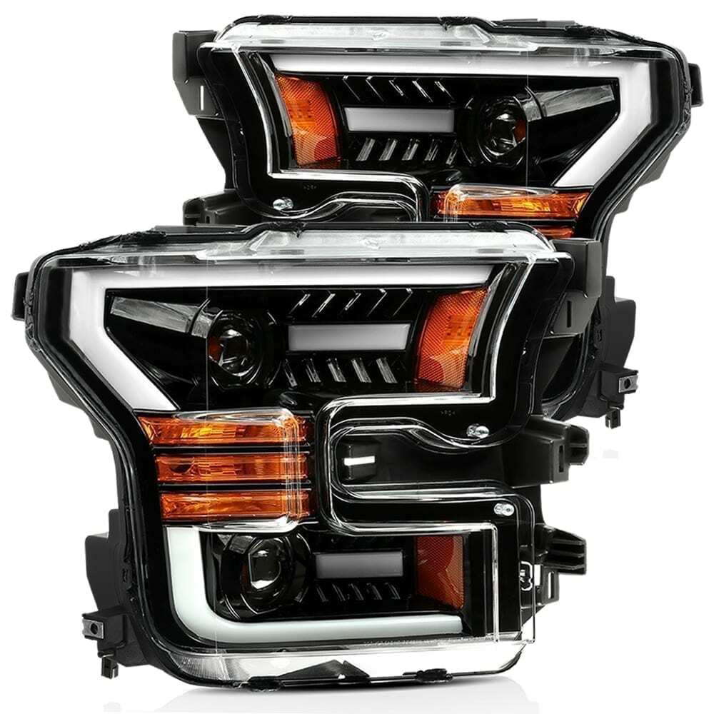 AlphaRex Led Projector Headlights Plank Style Design Jet Black (2015-2017 F-150) - 880168