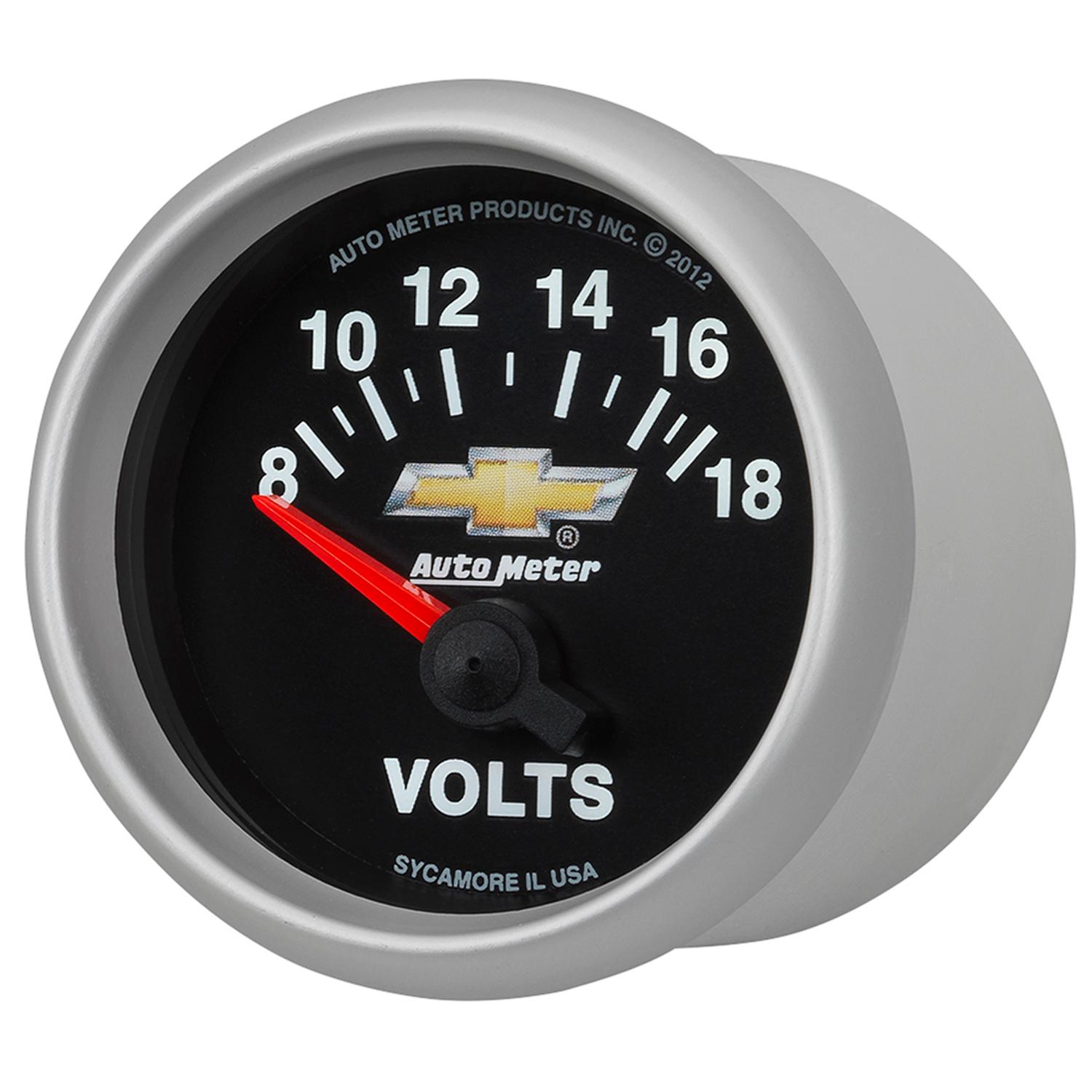Auto Meter 2-1/16" VOLTMETER, 18V, ELECTRIC, CHEVY GOLD BOWTIE - 880444