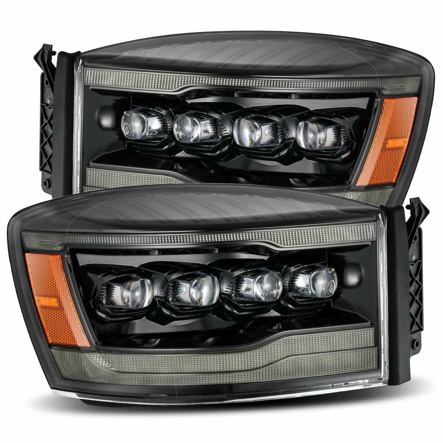 AlphaRex Led Projector Headlights Plank Style Design Midnight Black (2006-2009 Ram 1500, Ram 2500, Ram 3500) - 880538